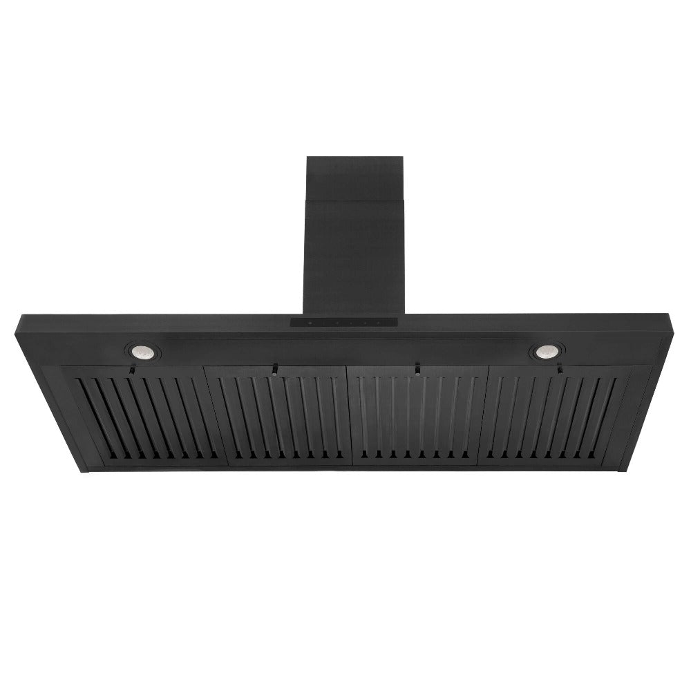 ZLINE 48 Inch Professional Kitchen Package - Black Stainless Steel Dual Fuel Range with Convertible Range Hood (2KP RABRH48) | Perfect for Home Chefs & Modern Kitchens