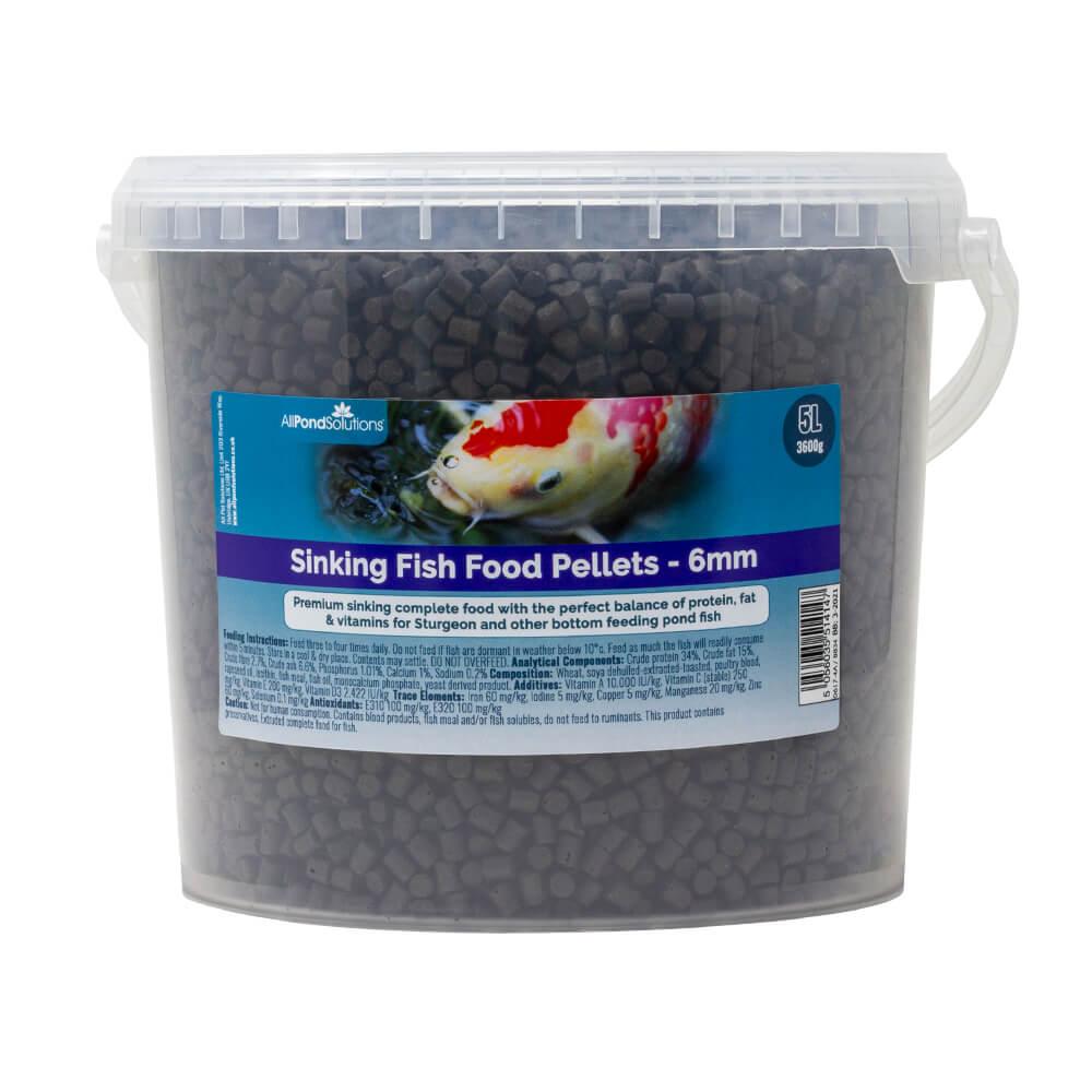 Premium Sinking Fish Food Pellets 6mm - 2L & 5L Bulk Aquarium Fish Feed for Tropical Fish, Goldfish, Koi - Ideal for Pond, Tank & Outdoor Water Garden Use