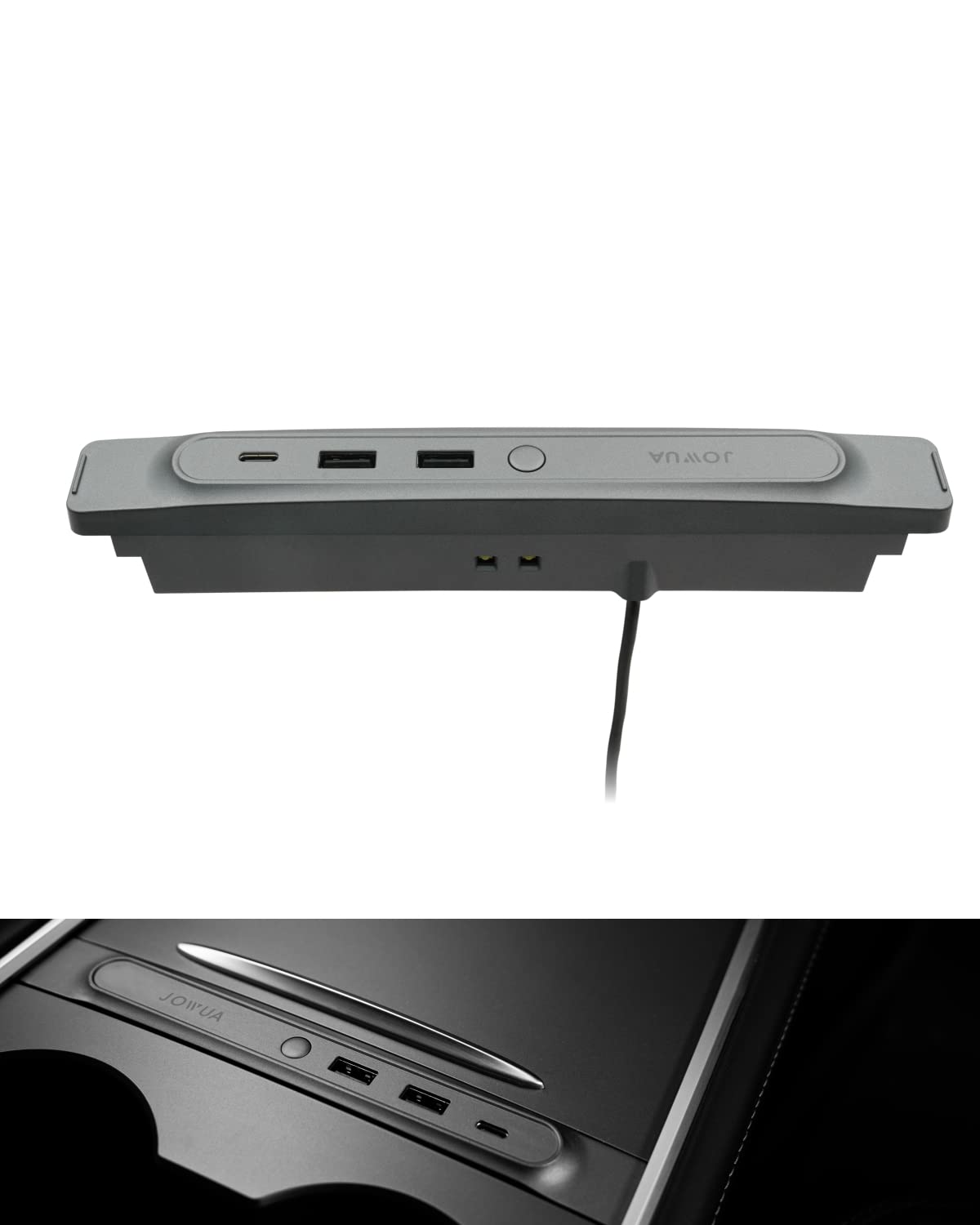 JOWUA Mini LED Hub Bar with USB-C & USB-A Ports for Tesla Model Y & Model 3 (2021-2022) - Perfect for Charging Devices & Interior Lighting
