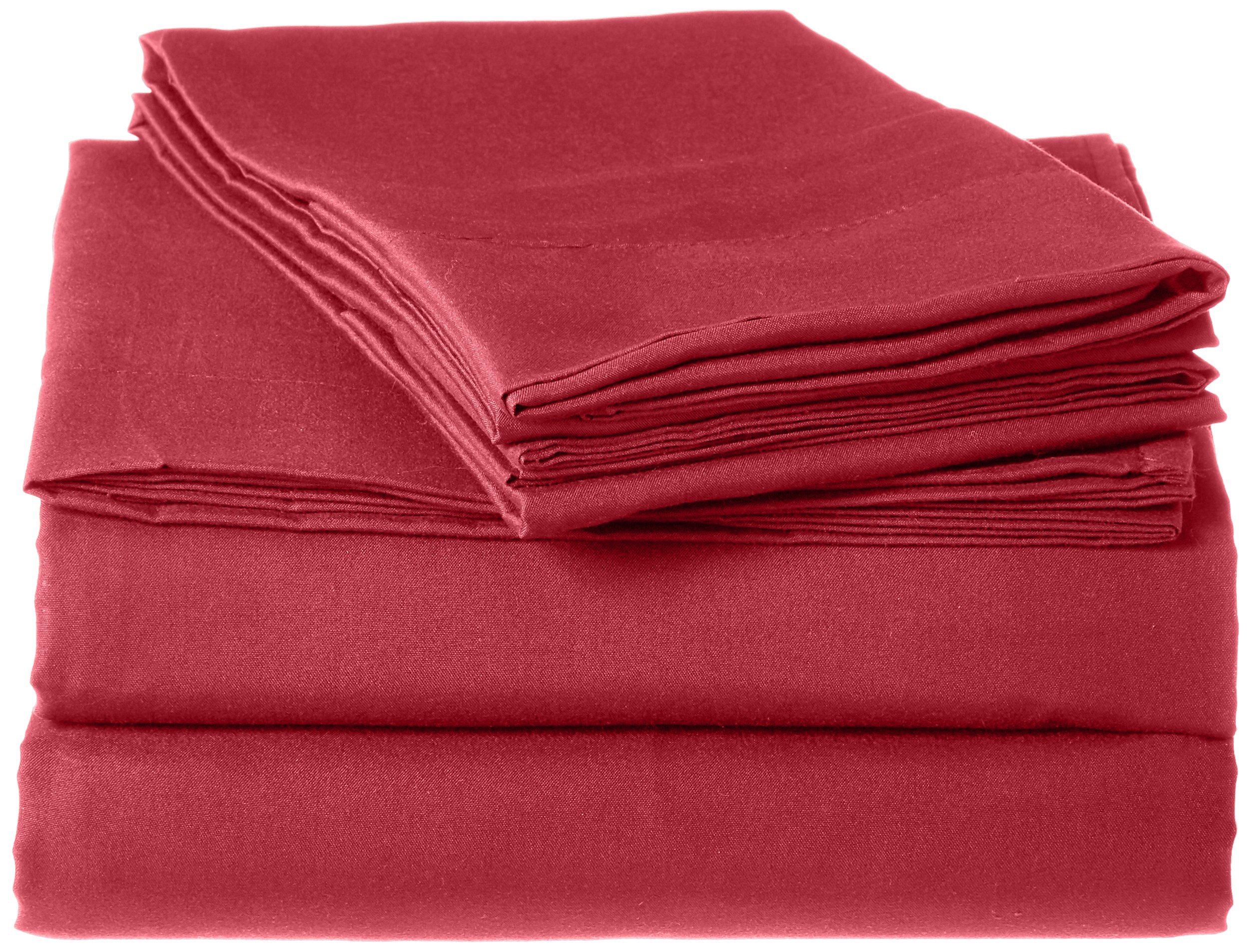 JS Sanders 6-Piece Microfiber Bed Sheet Set - Full Size, Burgundy Red | Soft & Breathable Bedding for Comfortable Sleep | Perfect for Guest Rooms, Dorms & Home Use