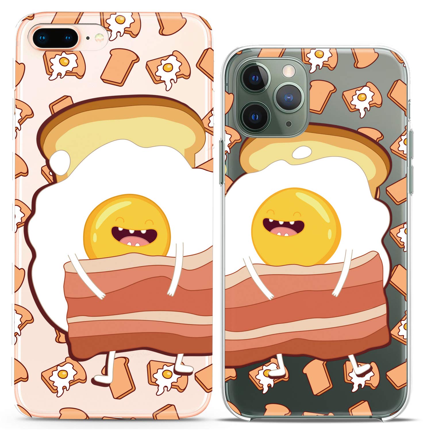 Matching Couple Phone Cases for iPhone 16/15/14/13/12/11 Pro Max/Mini/XS/X/8 Plus/7/Xr/SE - Cute Gudetama Silicone Cover Set - Perfect Gift for Couples, Best Friends & Siblings - Funny Bacon & Egg Design for Everyday Use & Special Occasions