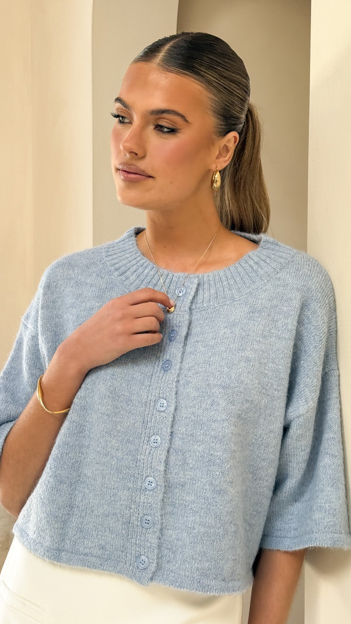 Gazelle Button Up Knit T-Shirt for Men - Soft Cotton Casual Shirt in Blue | Perfect for Everyday Wear & Outdoor Activities