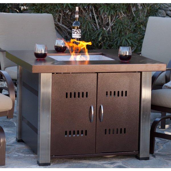 Hammered Bronze Square Fire Pit with Stainless Steel Legs - Outdoor Patio, Backyard, Camping Fire Pit for Garden, Deck & BBQ Gatherings