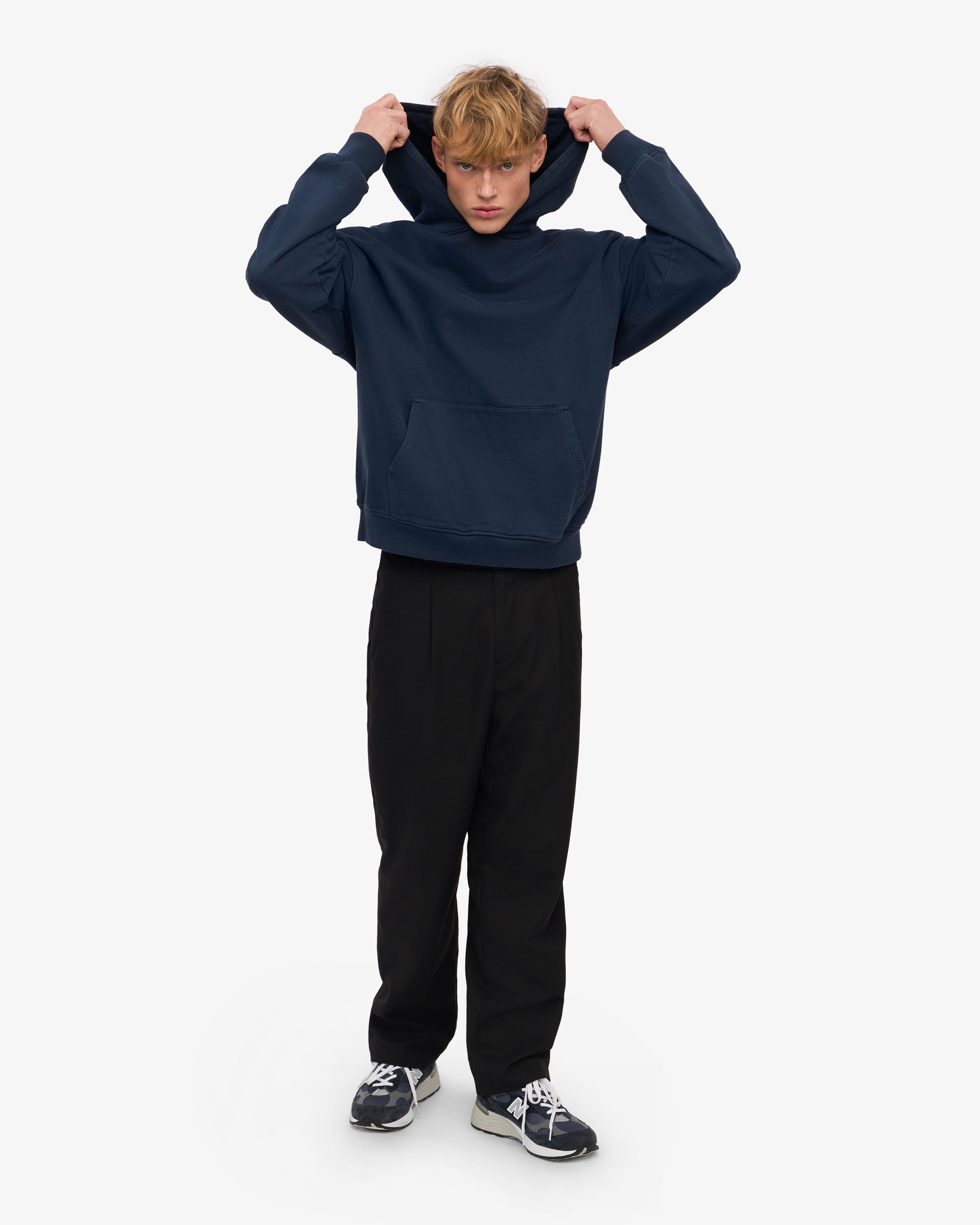 Organic Oversized Hoodie for Men & Women - Soft & Comfortable Navy Blue Pullover - Perfect for Casual Wear, Loungewear & Outdoor Activities