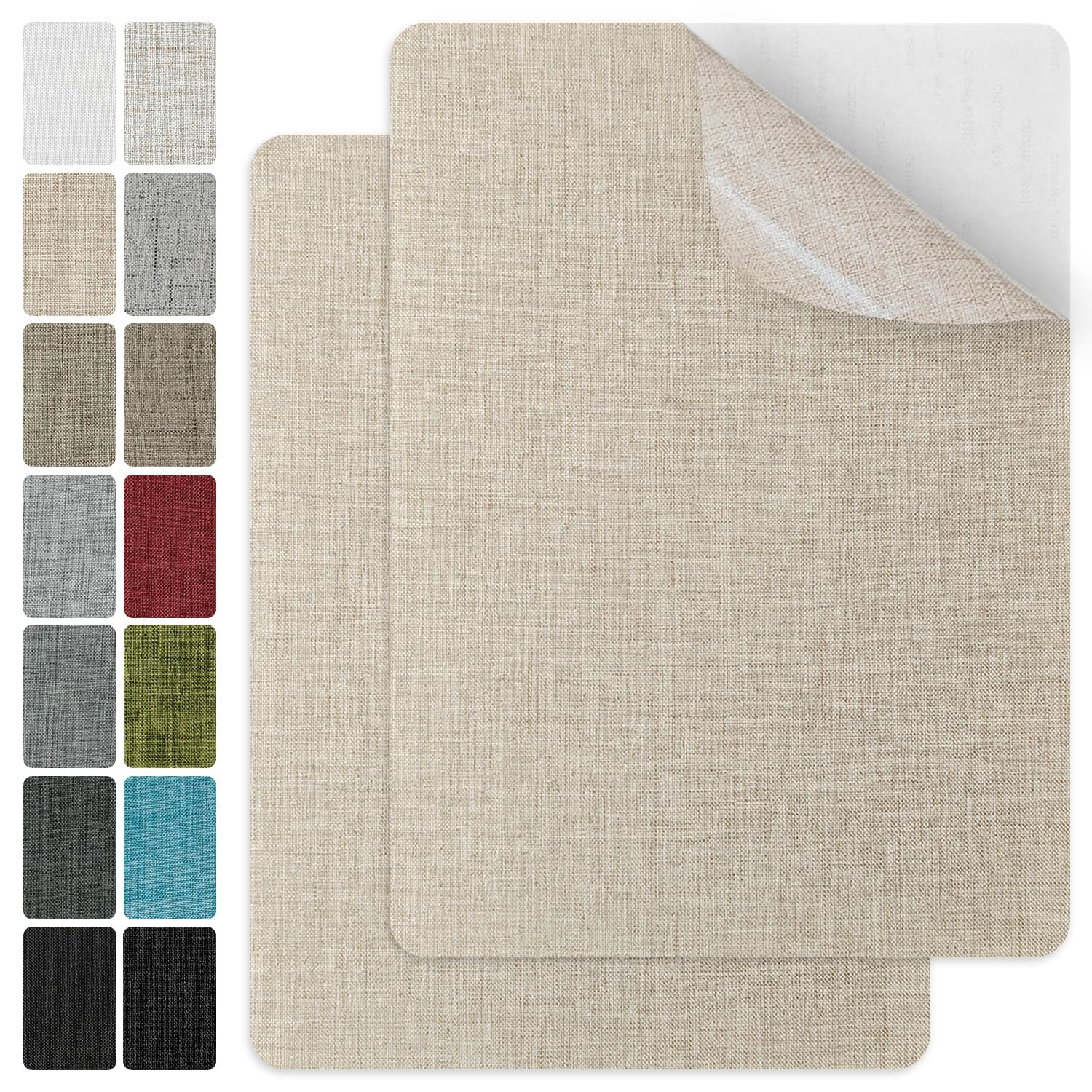 J.CARP 2-Pack Self-Adhesive Linen Repair Patches (8x11 Inches, Beige) - Heavy Duty Fabric Patches for Sofa, Chair & Clothing Repair | Perfect for Home Decor, DIY Projects & Linen Fabric Restoration