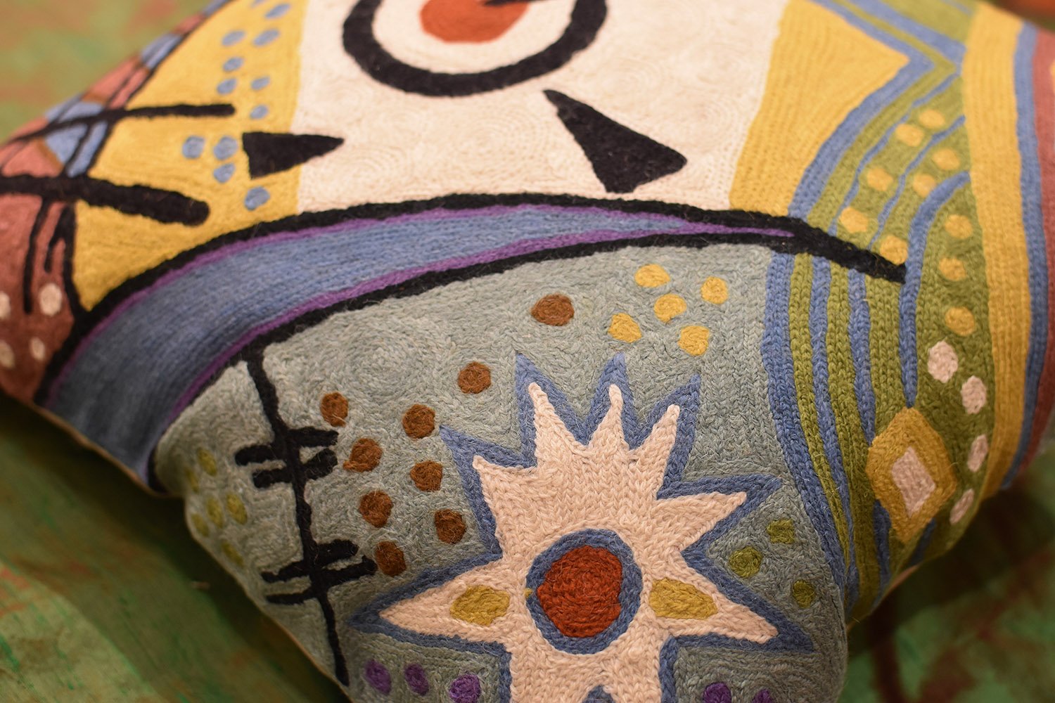 Kandinsky Modern Abstract Throw Pillow Cover - Cosmic III Design | 18x18 Inch Handmade Wool Cushion Cover for Sofa, Chair & Outdoor Decor | Mid Century Contemporary Home Accent Pillow for Living Room, Bedroom & Patio
