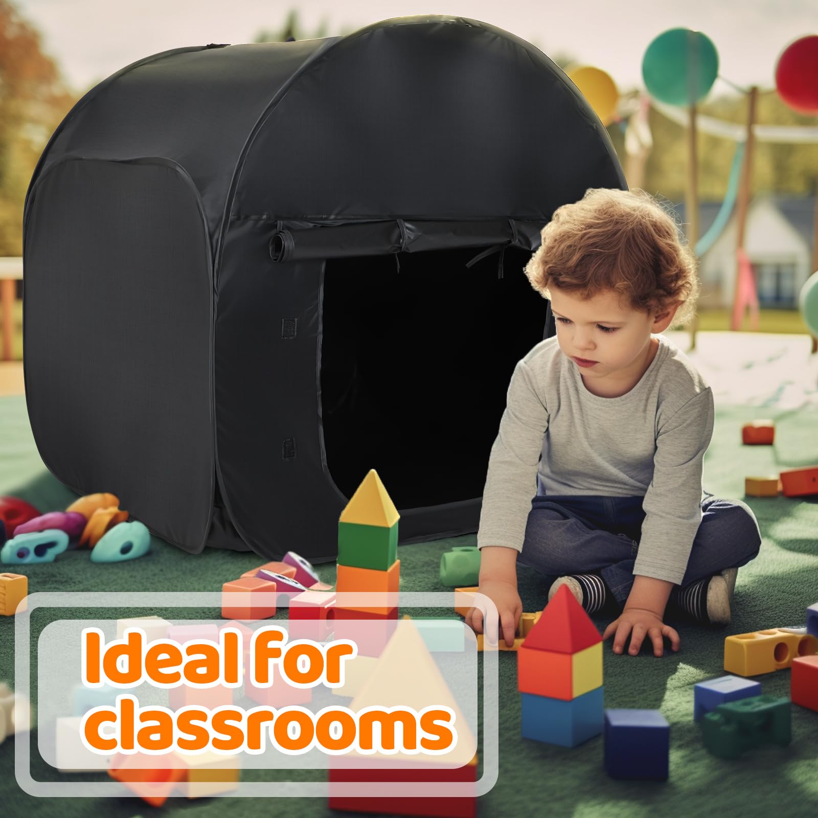 FAHKNS Kids Sensory Tent - Portable Pop-Up Blackout Play Tent for Relaxation & Calming - Lightweight Travel Tent with Carry Bag - Ideal for Children with Autism, ADHD, SPD & Anxiety - Perfect for Bedrooms, Classrooms & Therapy Rooms
