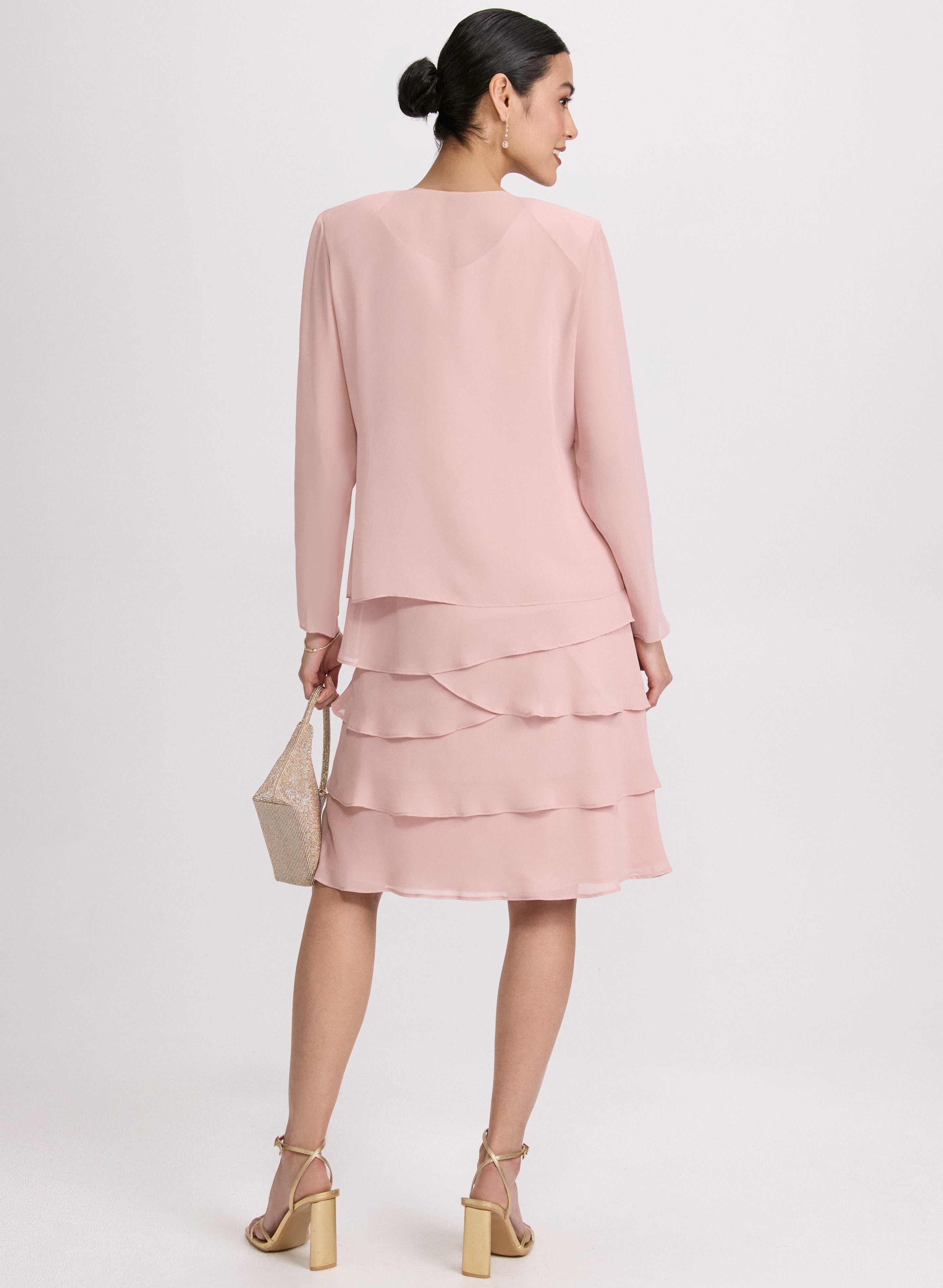 Elegant Chiffon Dress & Jacket Set for Women - Summer Flowy Outfit for Party, Wedding & Special Occasions