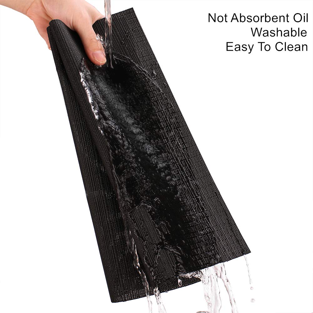 Myir JUN Set of 8 Washable Non-Slip Heatproof Woven Placemats - PVC Fabric Table Mats for Dining, Kitchen & Indoor Use (Black) - Perfect for Everyday Meals, Dinner Parties & Home Decor