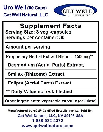 URO-Well Herbal Supplement (90 Capsules) - Premium Concentrated Herbal Blend for Urinary Tract & Kidney Support - Natural Dietary Supplement for Men & Women - Perfect for Daily Wellness Routine & Travel