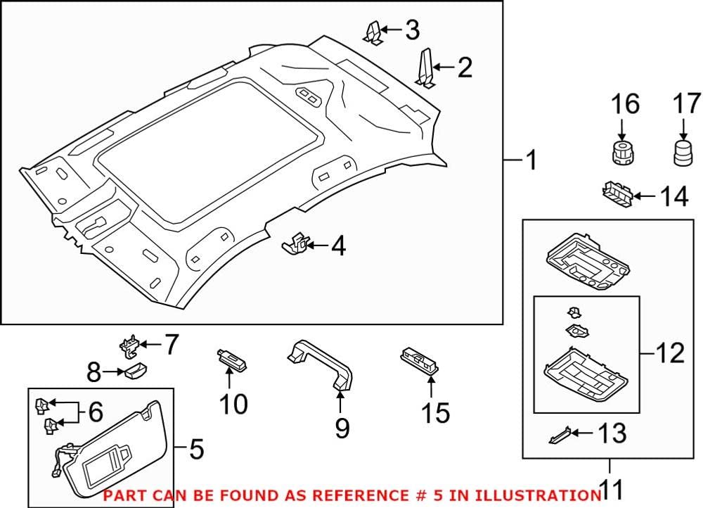 Genuine OEM Sun Visor for Audi A4 A5 Q5 83A857551E7C0 - Perfect Fit Replacement for Driving Comfort & Sun Protection