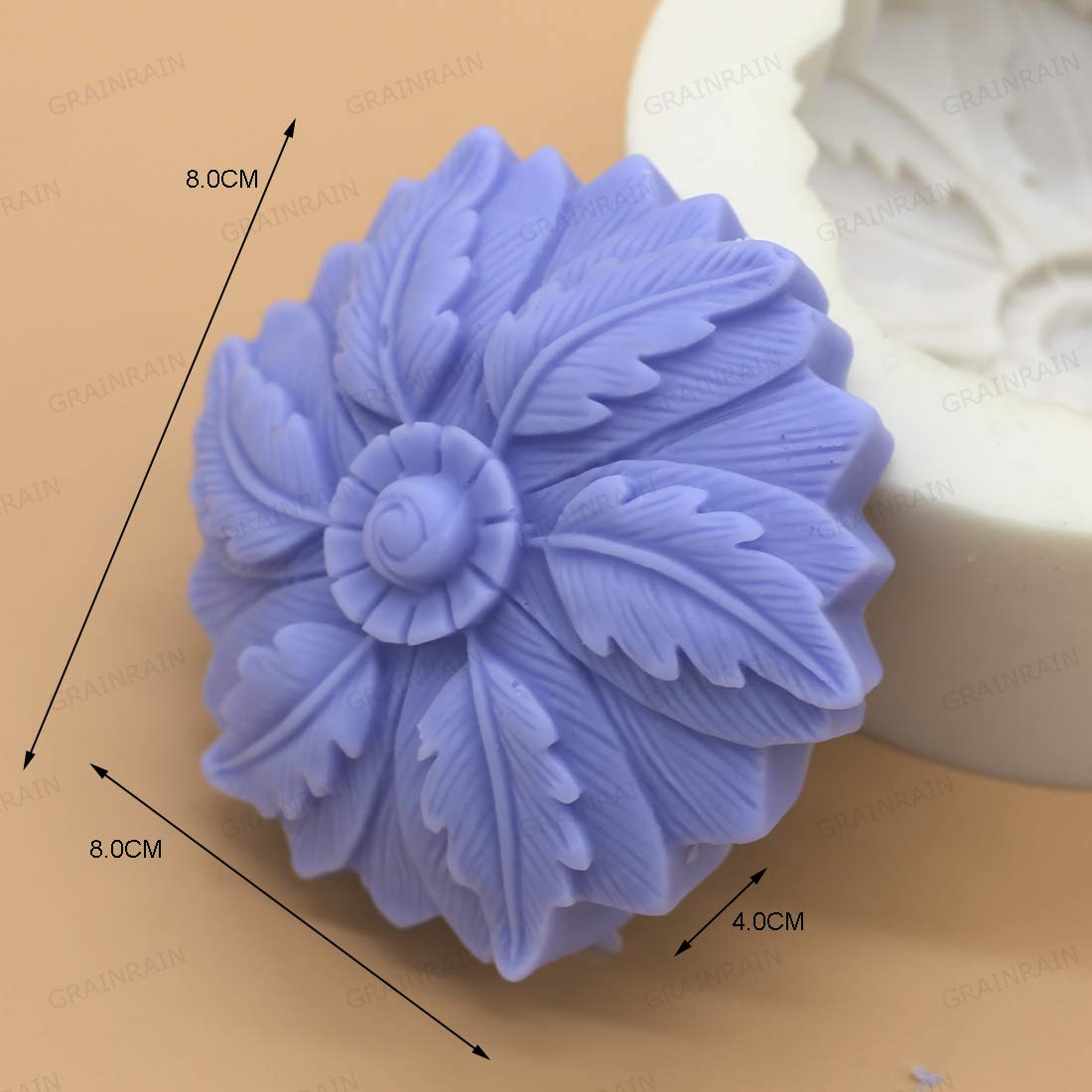 GRAINRAIN Silicone Soap Molds for DIY Soap Making - 3D Flower Resin Molds for Handmade Crafts (14224) - Perfect for Homemade Soaps, Candle Making & DIY Gifts