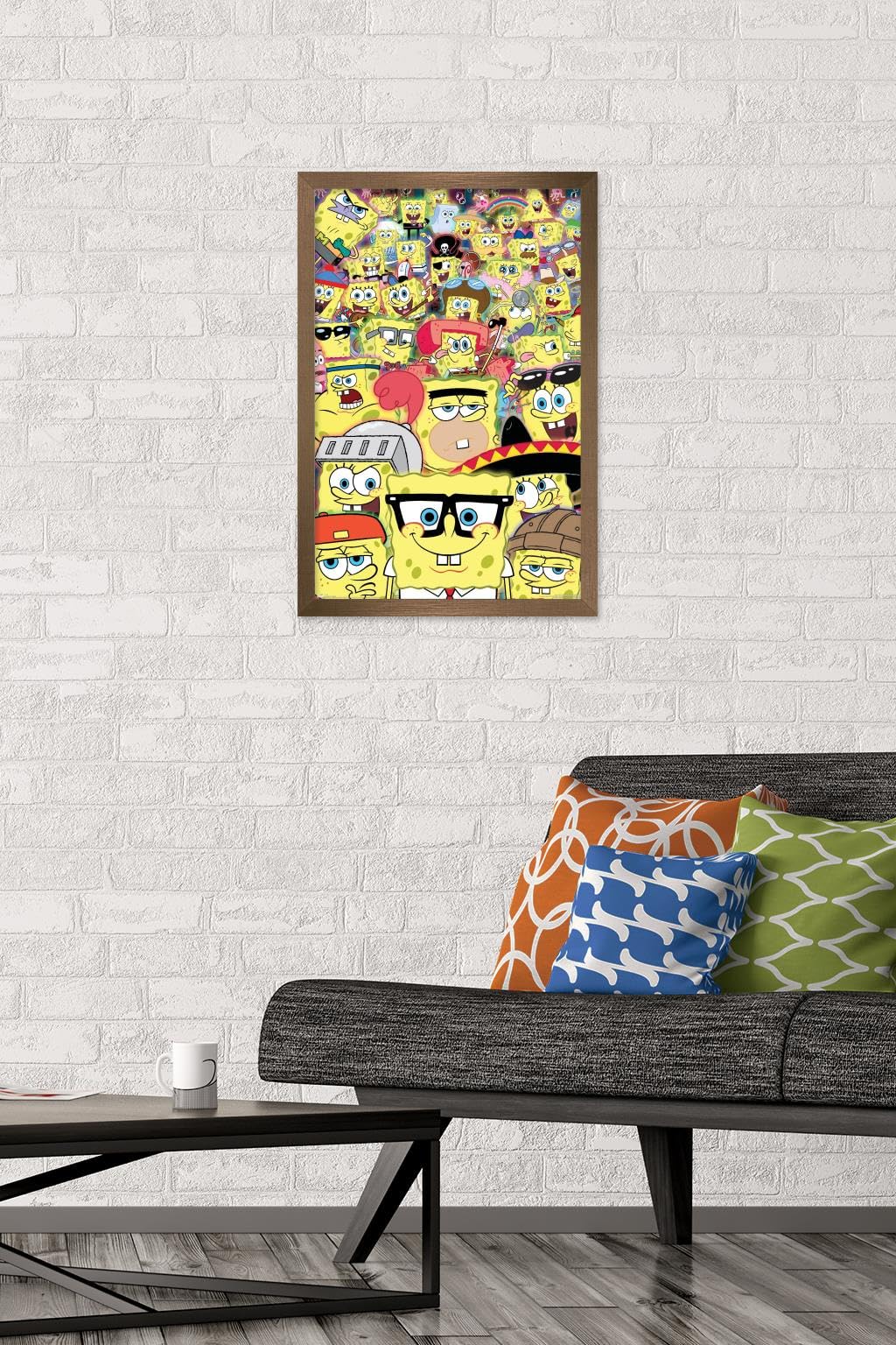 Trends International Nickelodeon SpongeBob SquarePants Disguise Wall Poster - 14.725 x 22.375 Inches, Bronze Framed Art Print - Perfect for Kids' Bedroom Decor, Game Room & Office Wall Art