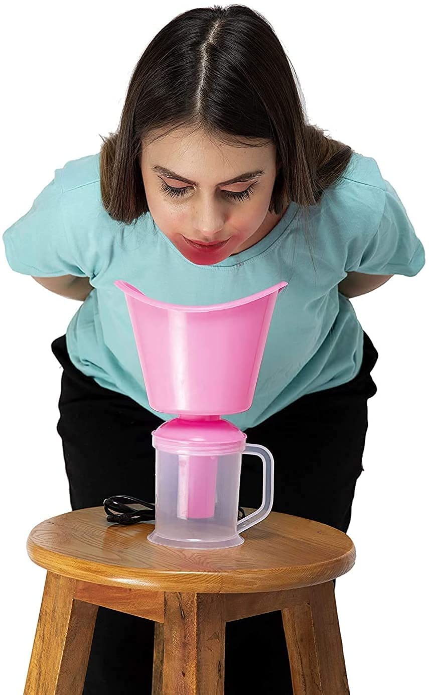 KREZON Comfortnetic Pink 3-in-1 Steam Vaporizer - Nasal Steamer, Cough Relief Inhaler & Facial Vaporizer for Cold, Flu & Sinus Congestion | Perfect for Home, Office & Travel Use