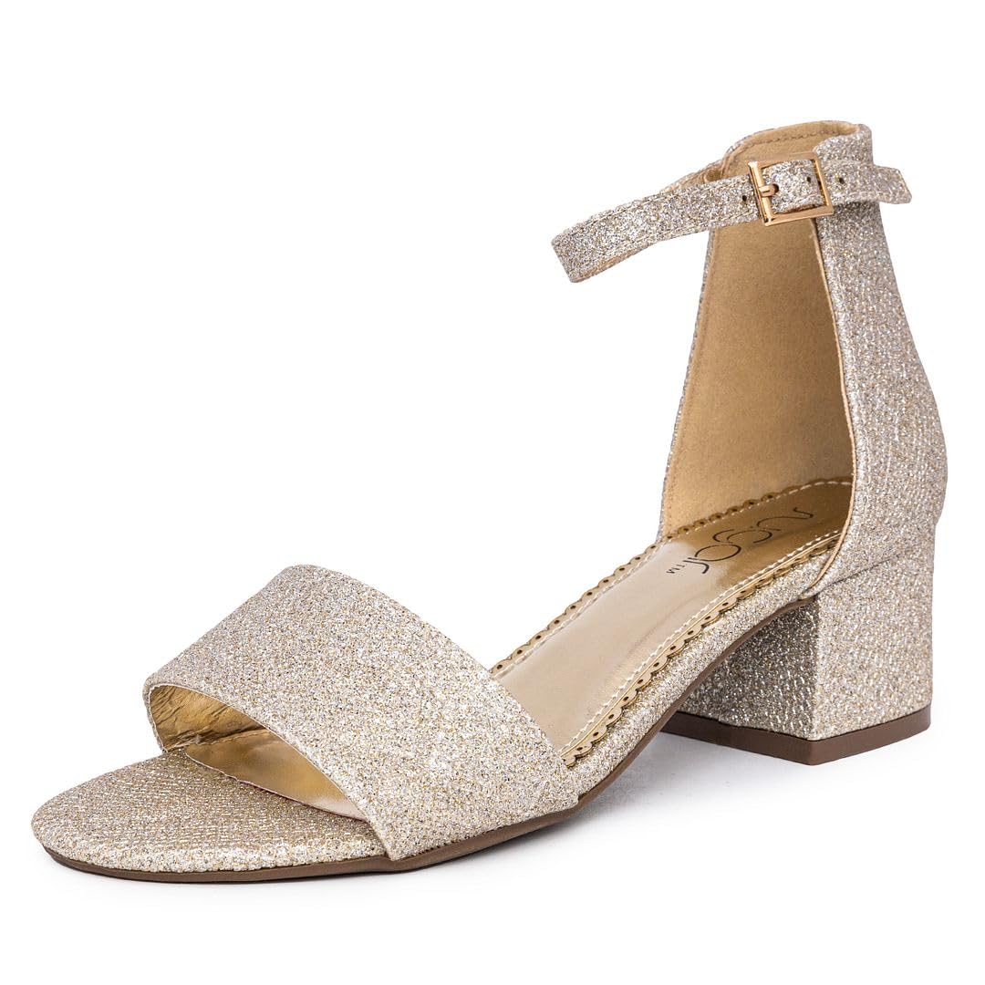 Noelle Women's Low Block Heel Two-Piece Dress Shoes - Ankle Strap Pump Sandals for Office, Wedding & Party Wear