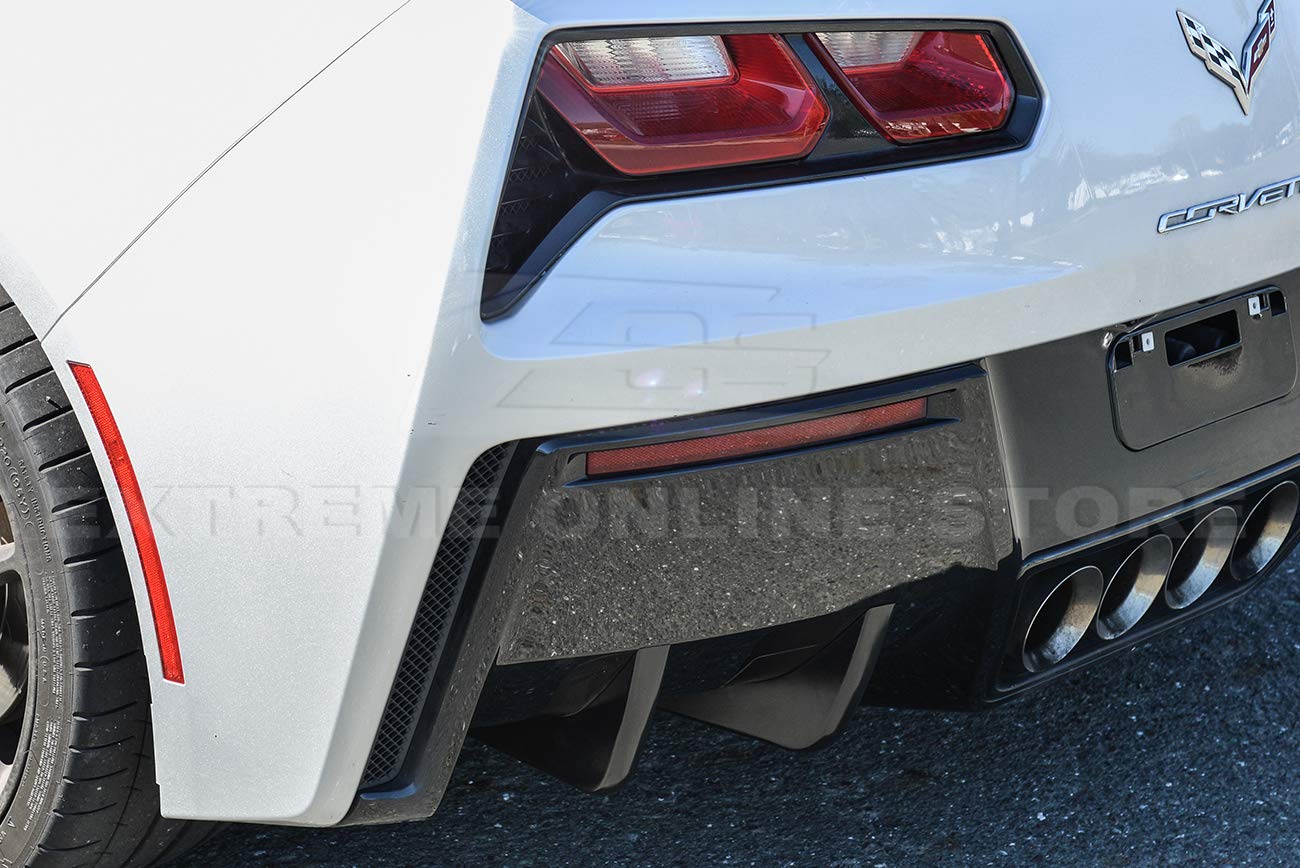 2014-2019 Chevrolet Corvette C7 Z06 Track Style Rear Bumper Diffuser Fins - 2 Pairs ABS Plastic Painted Carbon Flash Metallic | Perfect for Performance Upgrades & Track Enthusiasts