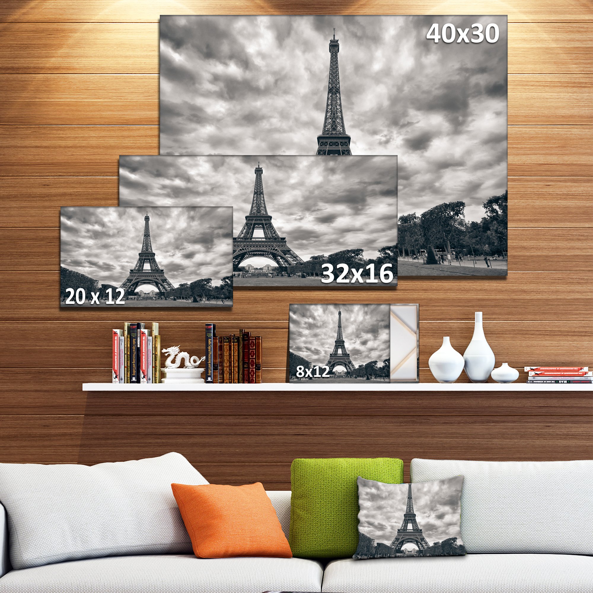 Paris Eiffel Tower Canvas Art Print - Dramatic Skyline Wall Decor for Living Room, Office & Bedroom - High Quality Landscape Photography Wall Art