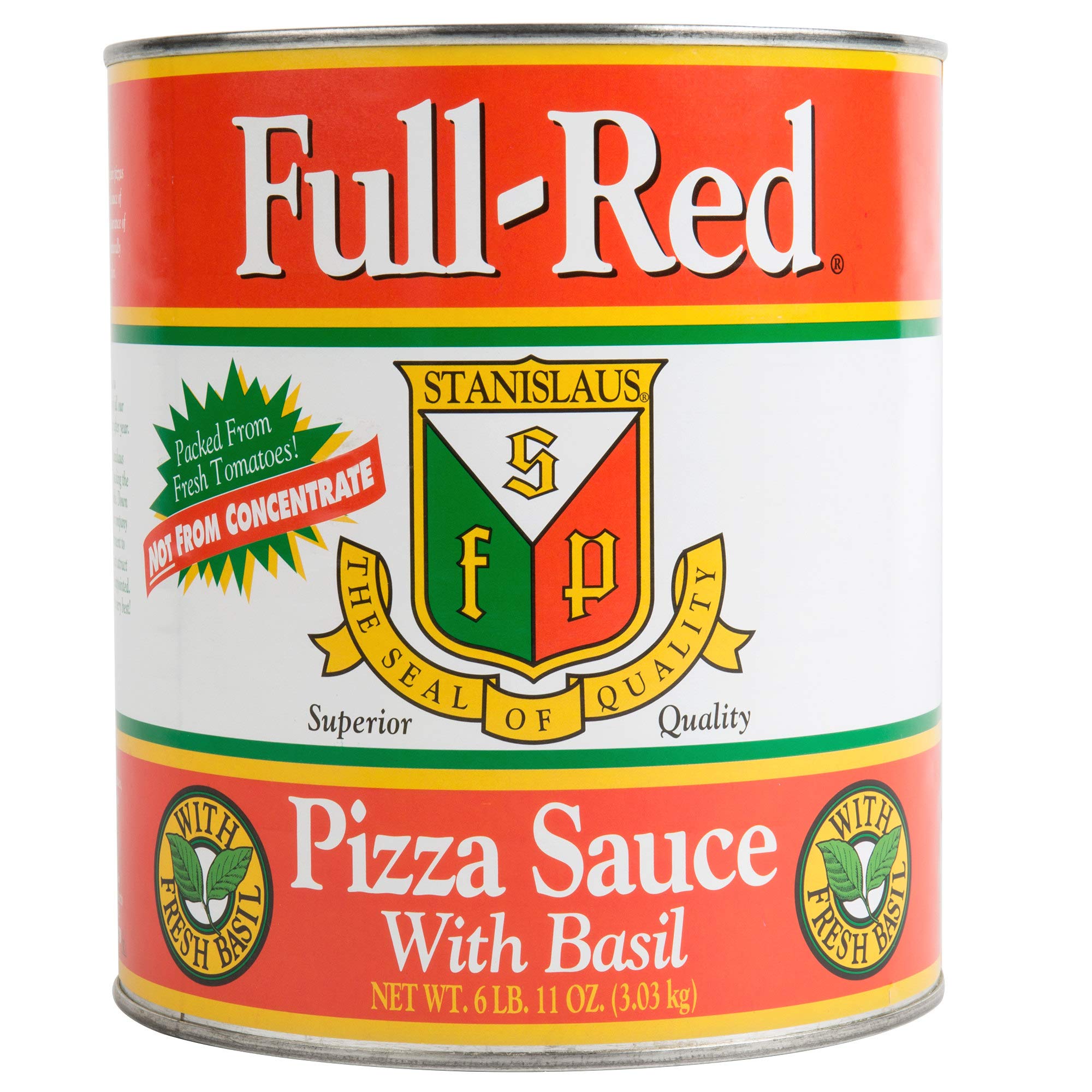 Premium Full Red Pizza Sauce with Fresh Basil - 6L (6.69 lbs) Bulk Pack - Case of 6 Cans - Perfect for Pizzerias, Italian Restaurants & Home Chefs