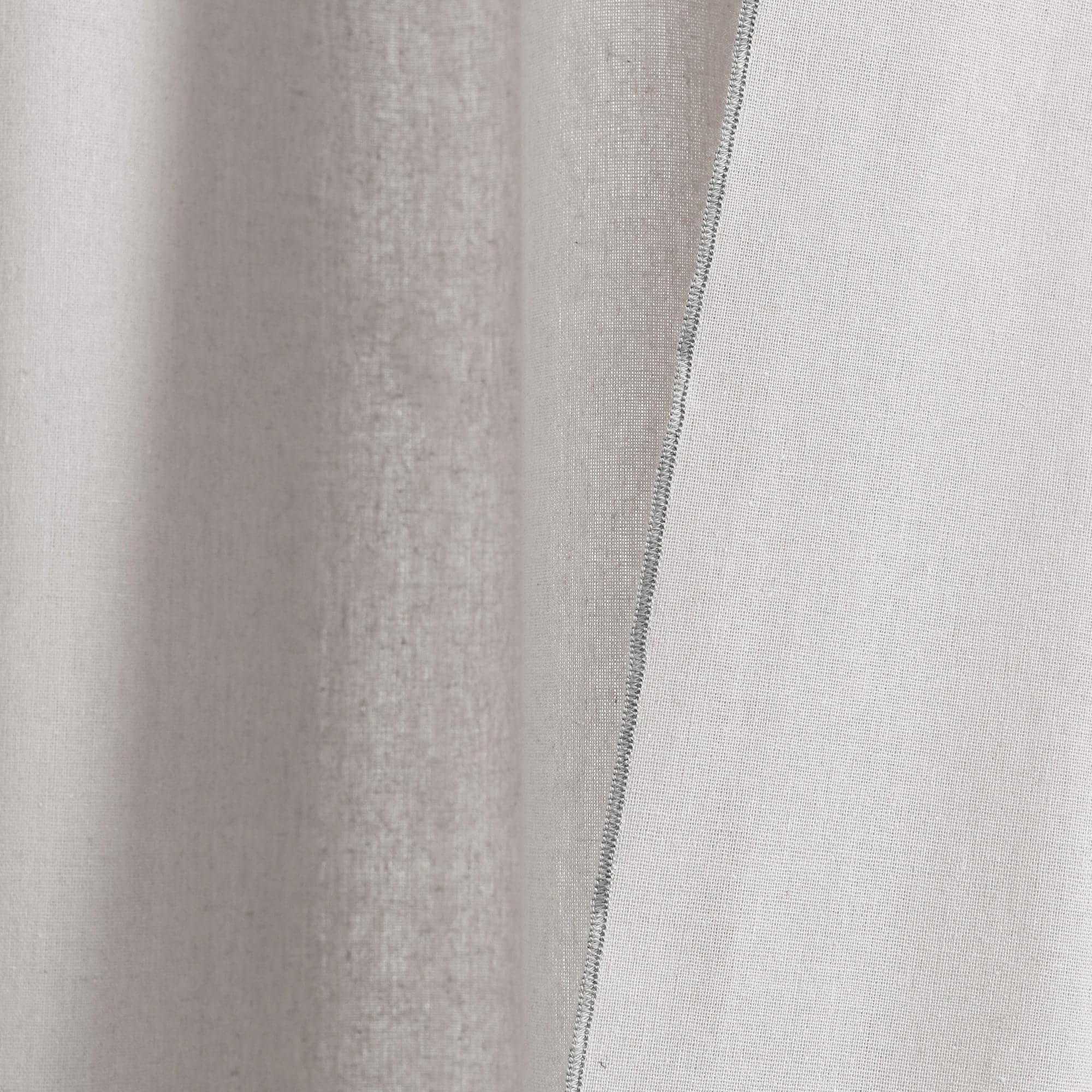 Modern Faux Linen Embroidered Edge Window Curtain Panel Set with Attached Valance - Elegant Home Decor for Living Room, Bedroom & Dining Room