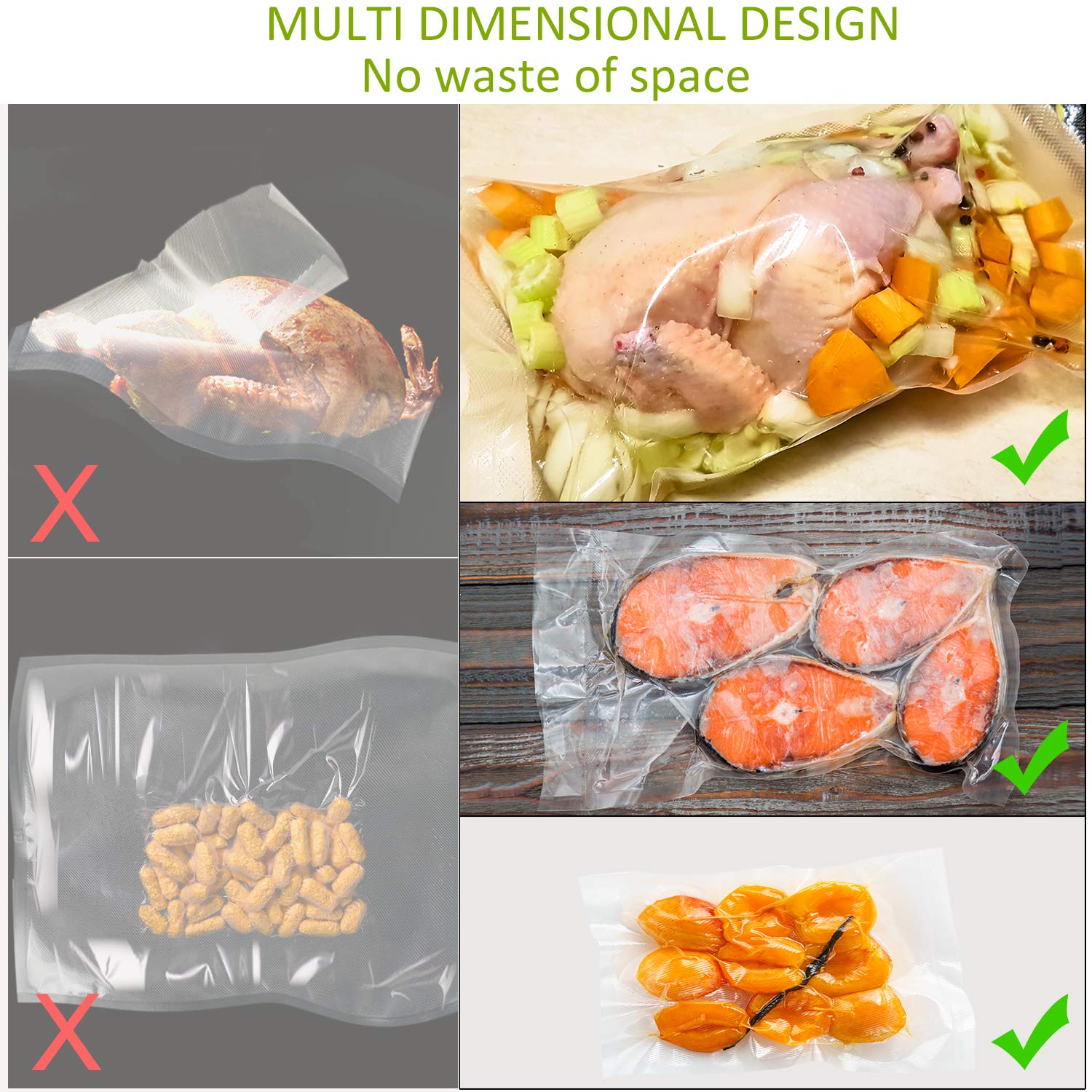 Premium Vacuum Sealer Bags - 150 Gallon (11x16), Quart (8x12), Pint (6x10) - Heavy Duty, Smell Proof & Puncture Resistant - Commercial Grade Food Storage Bags for Sous Vide, Meal Prep & Freezer Organization