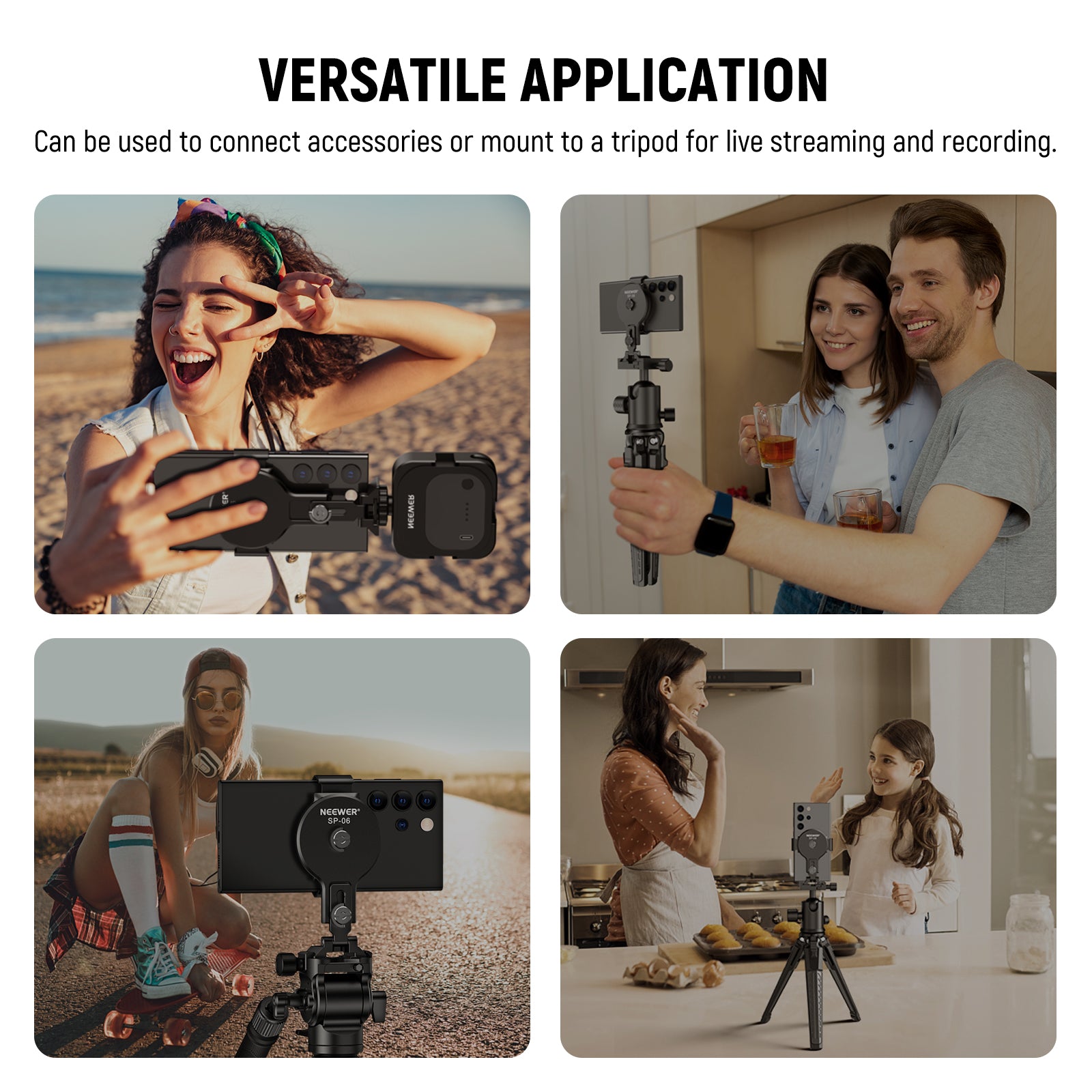 NEEWER SP 06 Magnetic Phone Tripod Mount Adapter - Universal Smartphone Holder for iPhone, Samsung, Pixel - Perfect for Vlogging, Live Streaming & Photography