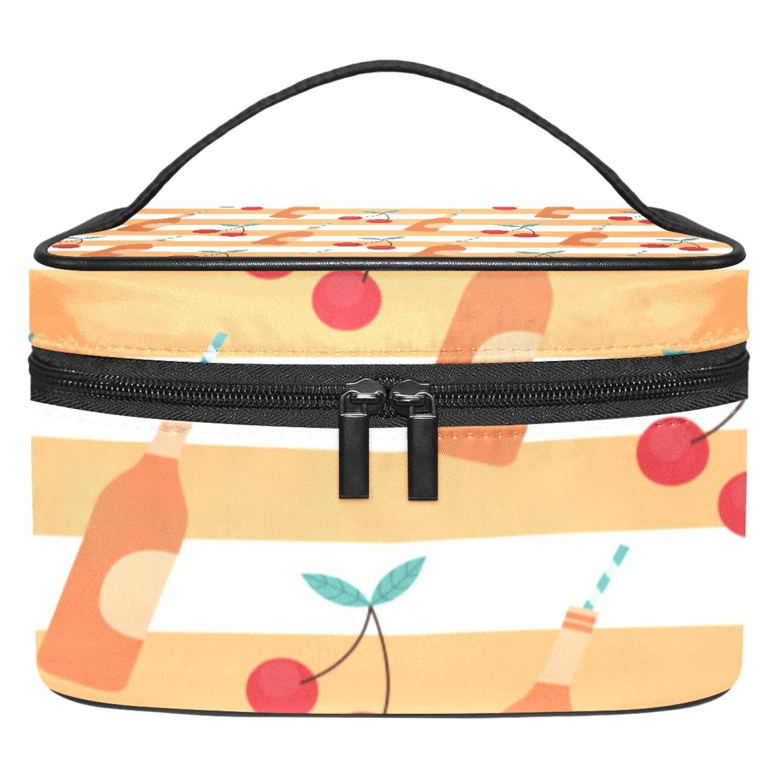 Elegant Wine Cherry Pattern Cosmetic Bag for Women - Travel Toiletry Organizer & Makeup Pouch - Perfect for Vacation, Gym, and Daily Essentials Storage