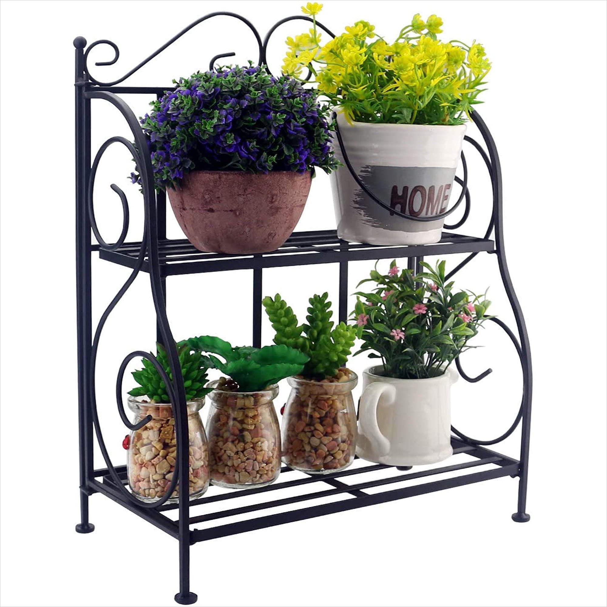 Nagina International 2-Tier Black Countertop Organizer - Bathroom & Kitchen Storage Shelf for Spices, Makeup, Toiletries | Space-Saving Solution for Small Spaces, Countertops, and Cabinets