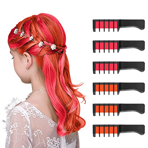 MSDADA Washable Hair Chalk Set - Pink & Orange Temporary Hair Color for Kids & Teens (Ages 6-12) | Non-Toxic, Fluorescent Hair Dye for Parties, Halloween & Christmas Gifts | Perfect for Girls' Makeup, Dress-Up & Costume Events