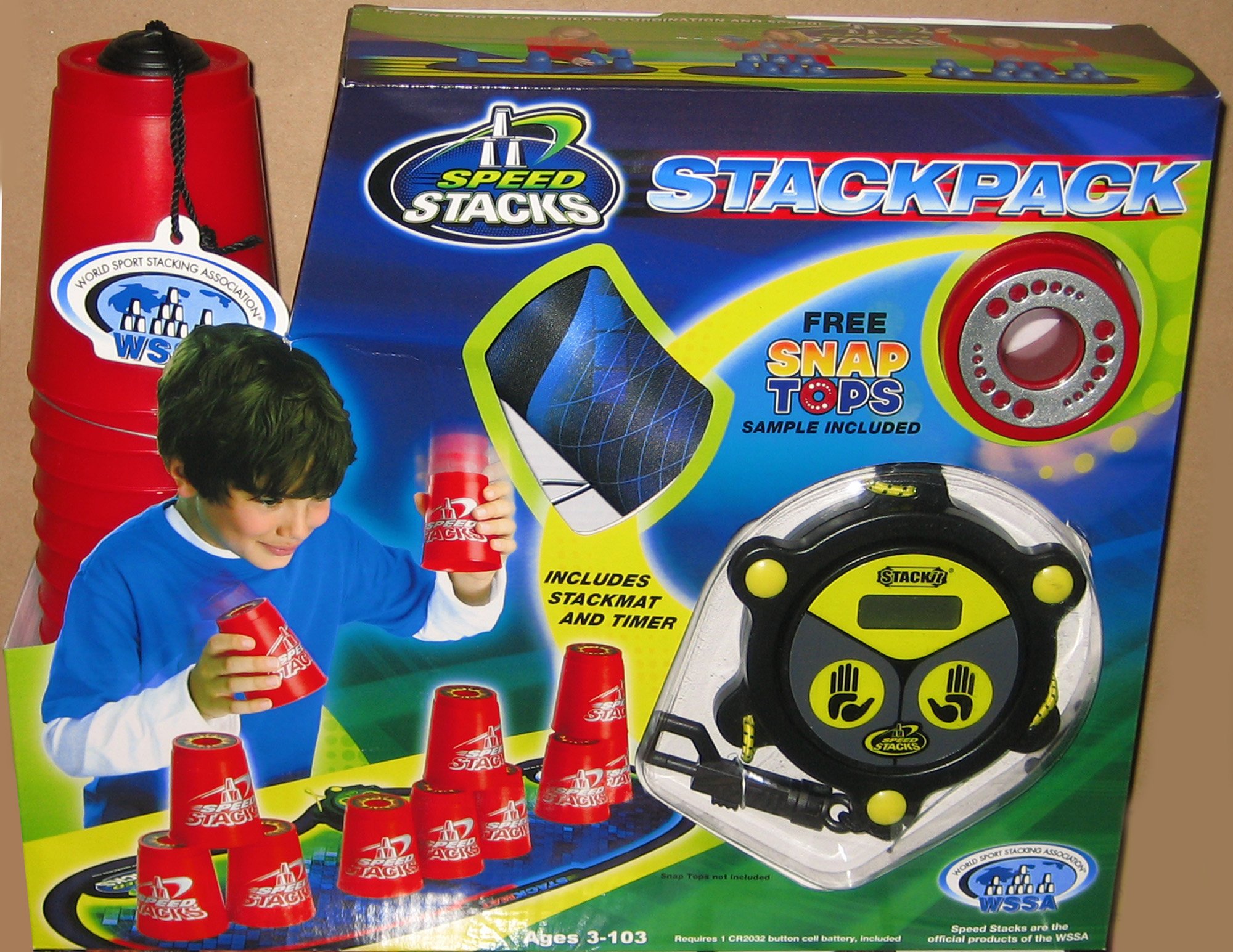 Speed Stacks RED Plastic Metallic Stackpack Competition Cups Set - Includes Stacking Mat & Timer for Speed Stacking Tournaments | Perfect for Kids & Adults Indoor Sports Games, School PE Activities & Family Fun Challenges