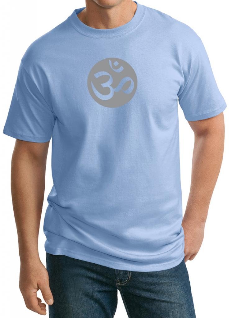 Men's Light Blue OM Print Yoga Shirt - Large Tall Size - Breathable & Comfortable for Yoga, Meditation & Casual Wear