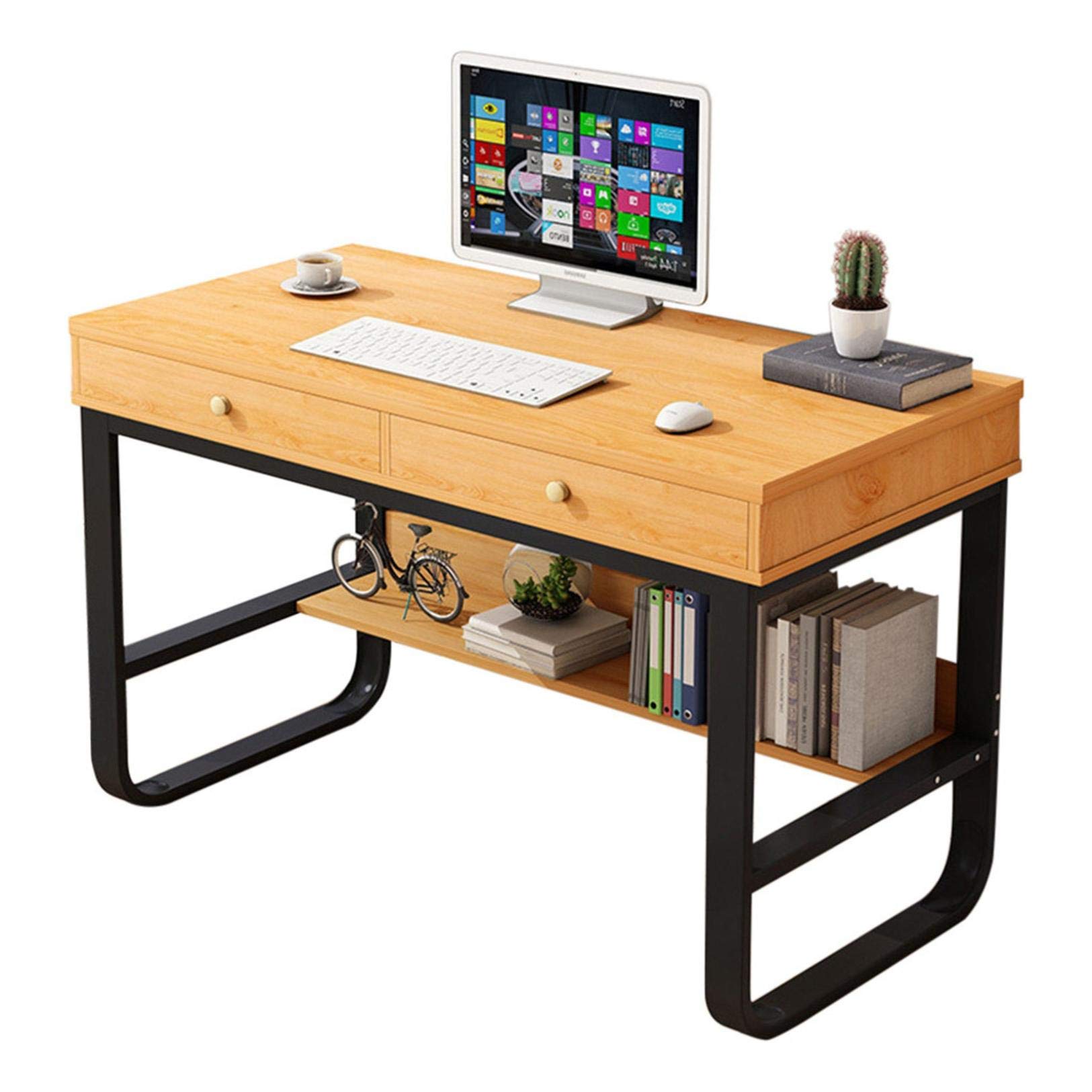 40 Inch Modern Computer Desk with 2 Storage Drawers - Home Office Writing Desk, Laptop Workstation & Gaming Desk, Study Table (47.2