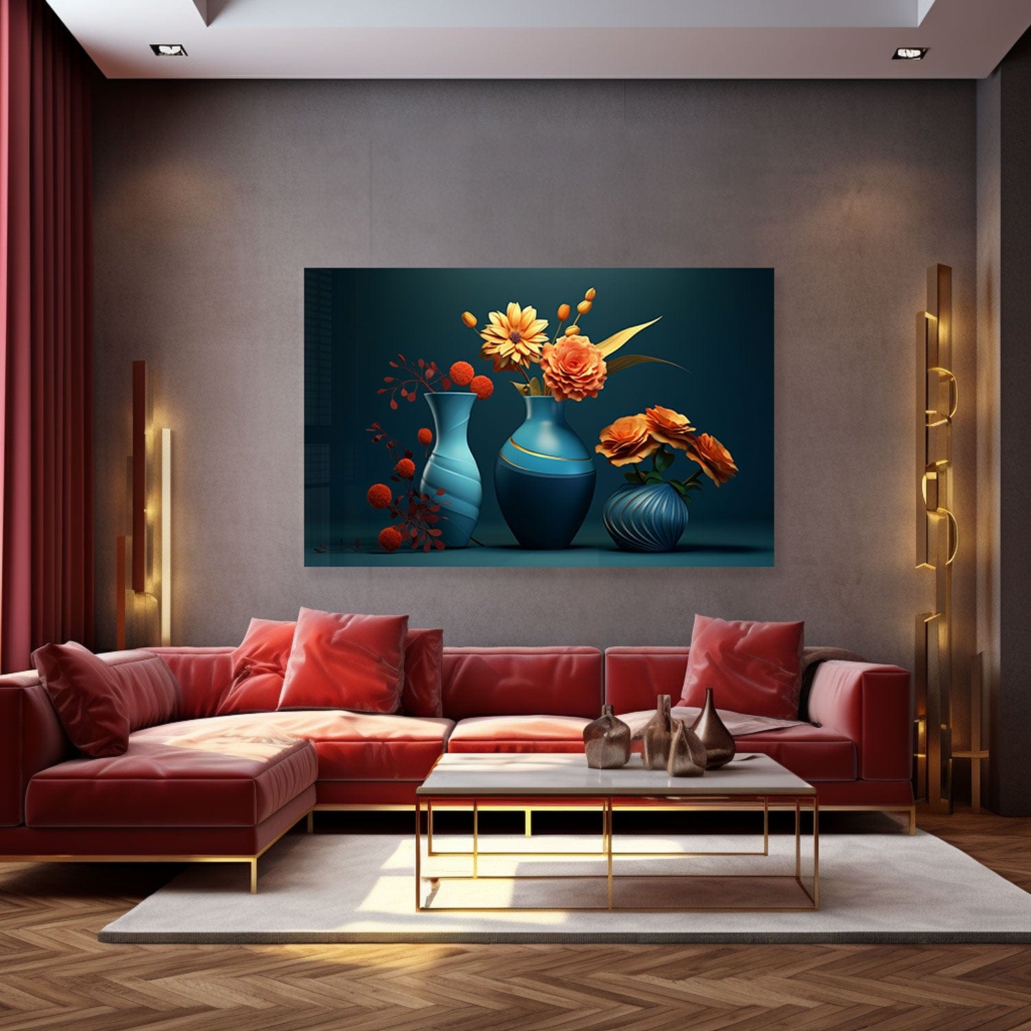 Portrait Flowers Tempered Glass Wall Art - Elegant Floral Home Decor for Living Room, Bedroom & Office - Shatterproof & Stylish