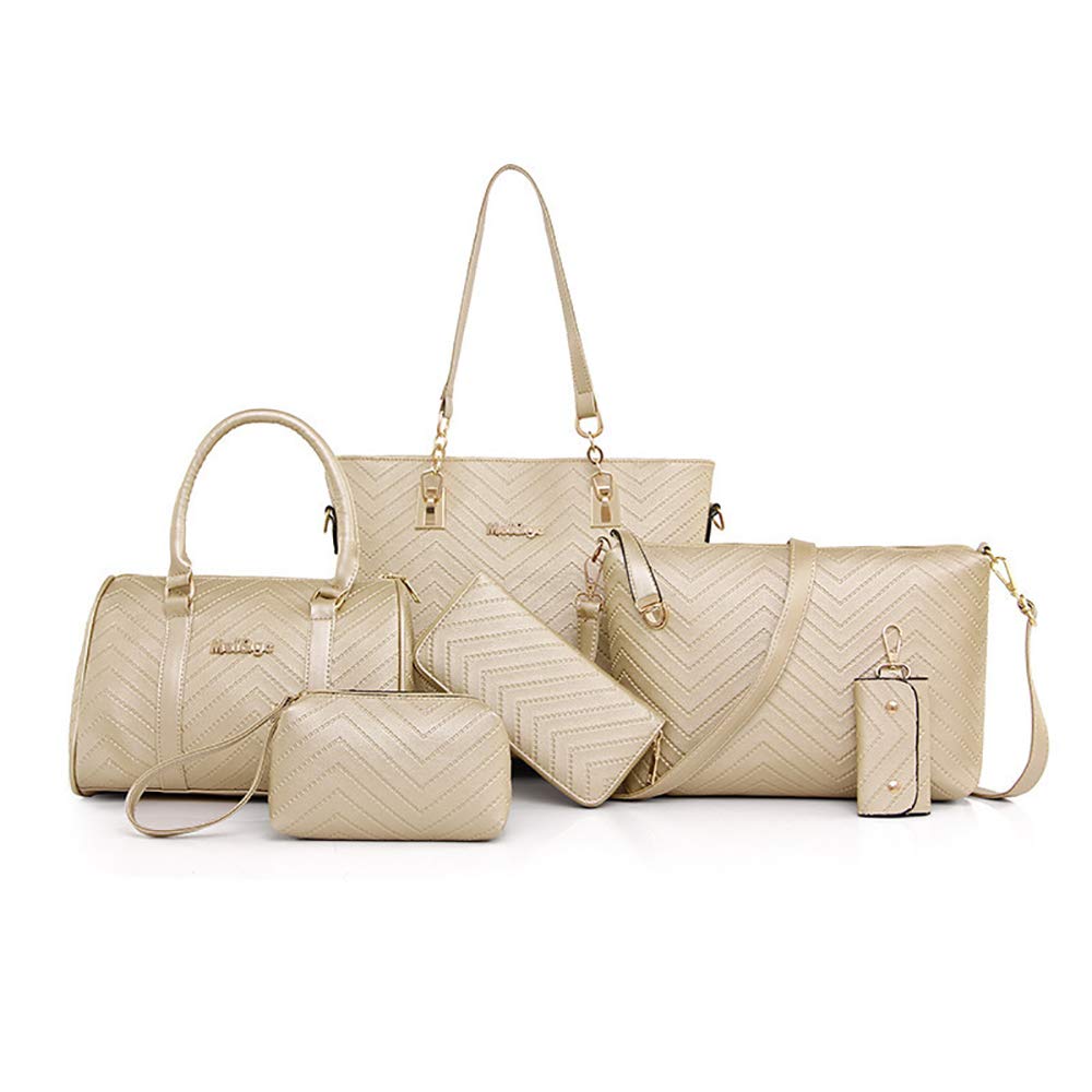 Stylish Women's Handbags Set - 6 PCS PU Leather Top Handle Purse & Shoulder Crossbody Bag Collection | Perfect for Work, Travel, and Everyday Use