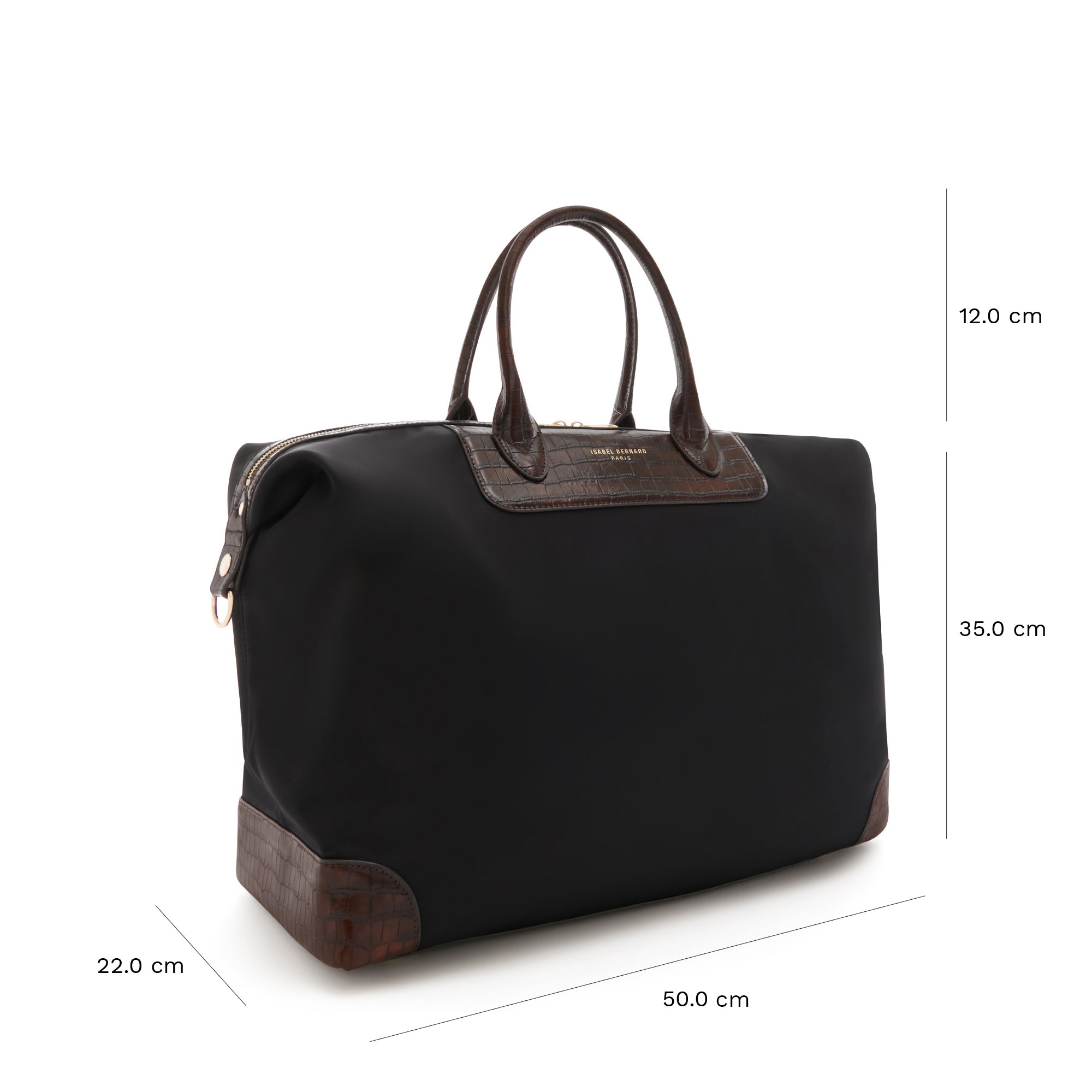 Louvre Celie Small Black Weekend Bag - Stylish & Compact Travel Tote for Women, Perfect for Overnight Trips, Gym, or Beach Getaways