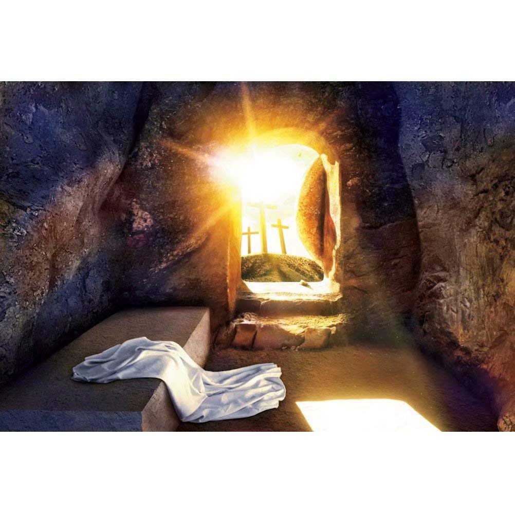 7x5ft Easter Cross Religious Backdrop - Polyester Holy Light Christian Photography Background for Church, Baptism, Prayer & Resurrection Decor - Perfect for Easter Celebrations, Church Events & Religious Photo Props