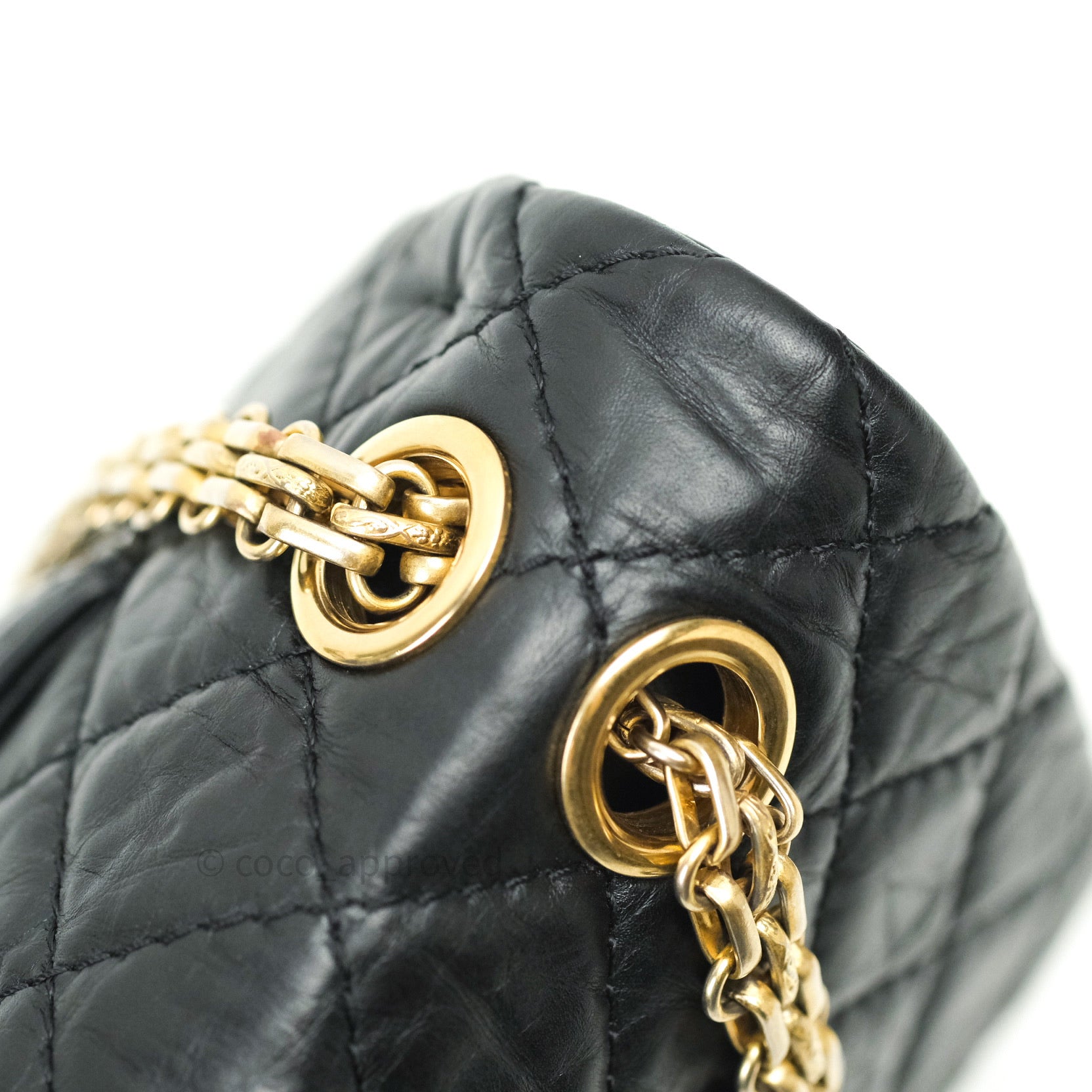 Authentic Chanel 2.55 Reissue 225 Flap Bag - Black Aged Calfskin with Gold Hardware | Luxury Crossbody Purse for Women, Perfect for Date Night & Special Occasions