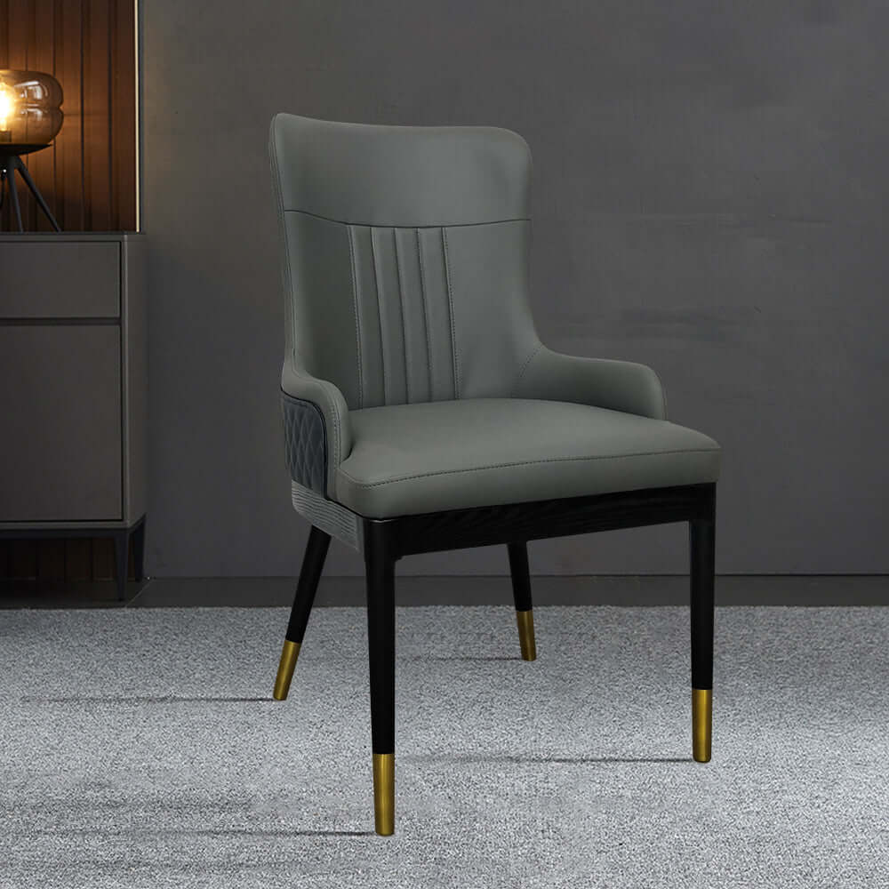 Modern Faux Leather Gray Dining Chairs with Metal Legs - Set of 2 - Perfect for Kitchen, Dining Room, and Office Spaces