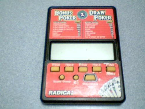 Radica Bonus Poker & Draw Poker - 2-in-1 LCD Handheld Electronic Game for Adults & Kids - Perfect for Travel, Parties & Family Game Nights