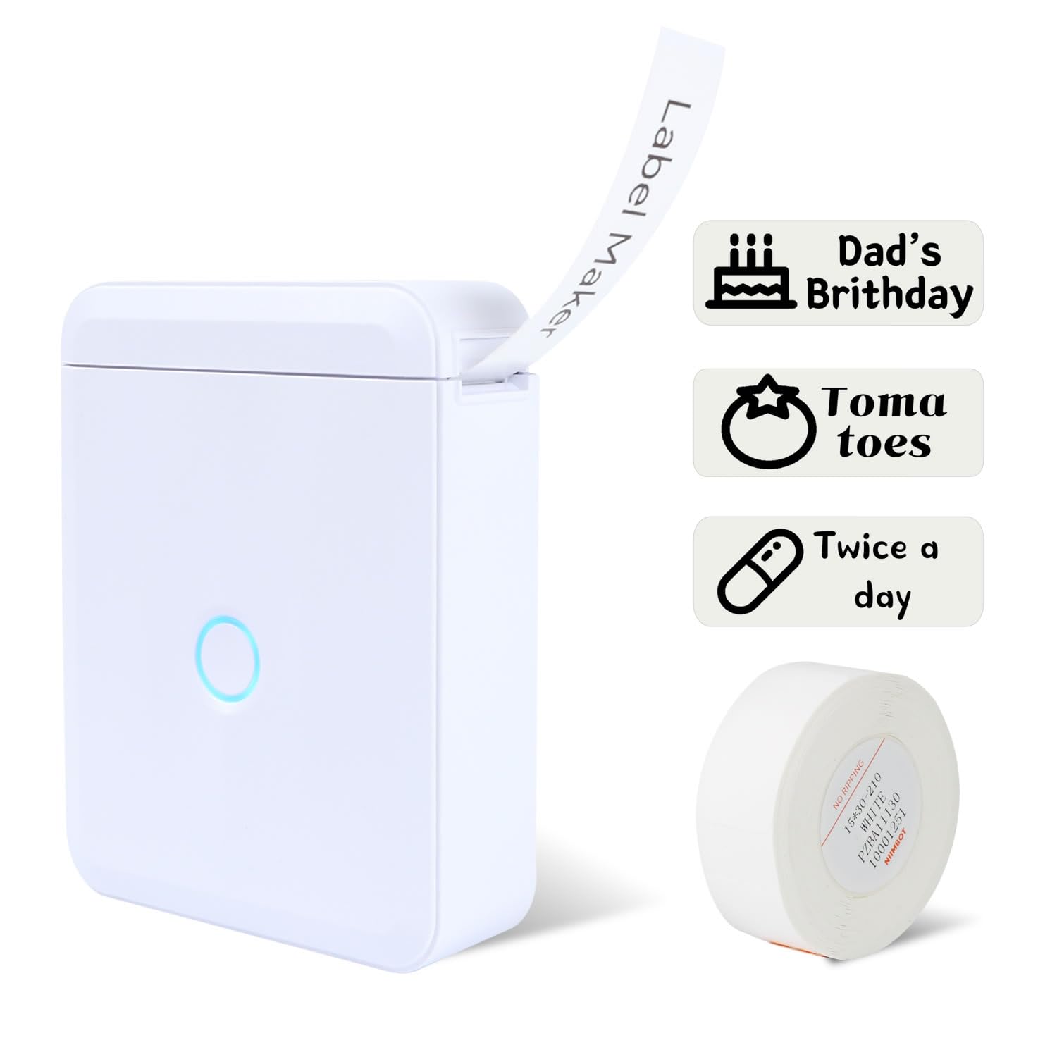 LMASBLTER D110M Portable Bluetooth Label Maker Machine - Wireless Sticker Printer with Multiple Fonts, USB Rechargeable, Ideal for Home Office Organization & Small Business Supplies | Perfect for Inventory Labeling, File Sorting, and Retail Price Tagging
