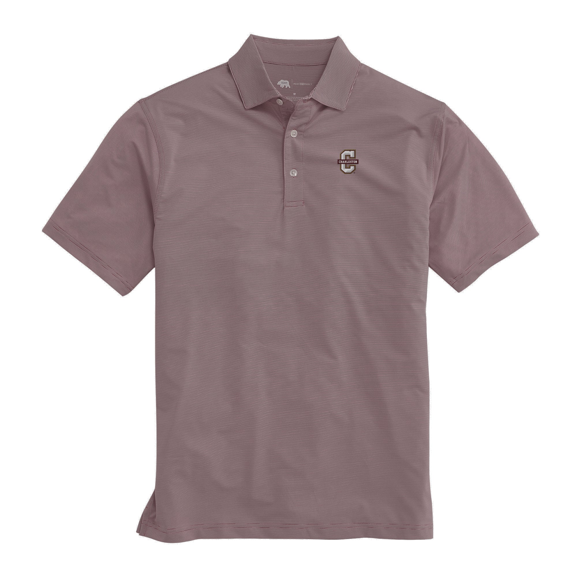 College of Charleston Hairline Stripe Performance Polo Shirt - Moisture-Wicking & Breathable Golf Shirt for Men - Perfect for Campus Wear, Golf Outings & Casual Events