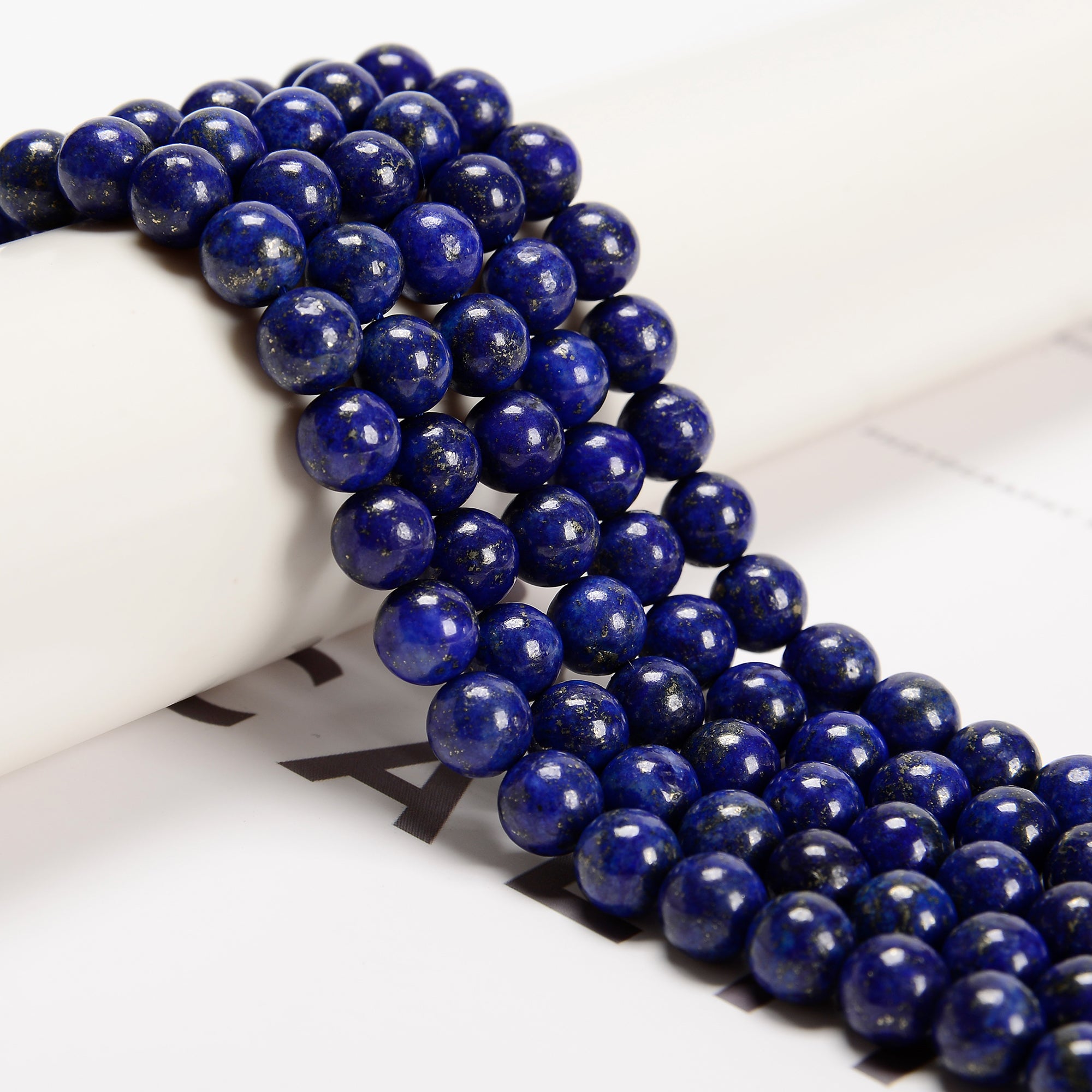 Lapis Lazuli Smooth Round Beads - 6mm, 8mm, 10mm, 12mm, 15.5 Inch Strand - Natural Stone Beads for Jewelry Making, DIY Bracelets, Necklaces & Craft Projects