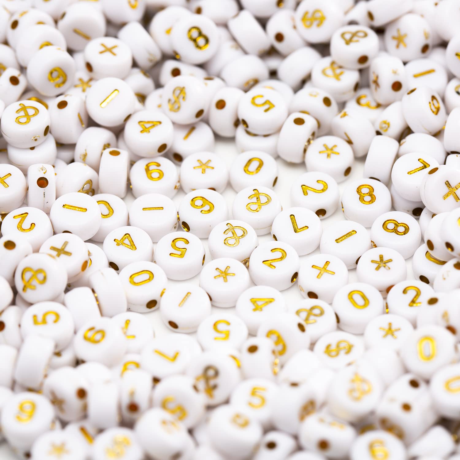 500 Pcs Gold Acrylic Number & Symbol Beads for DIY Jewelry Making - Perfect for Bracelets, Necklaces, and Craft Projects