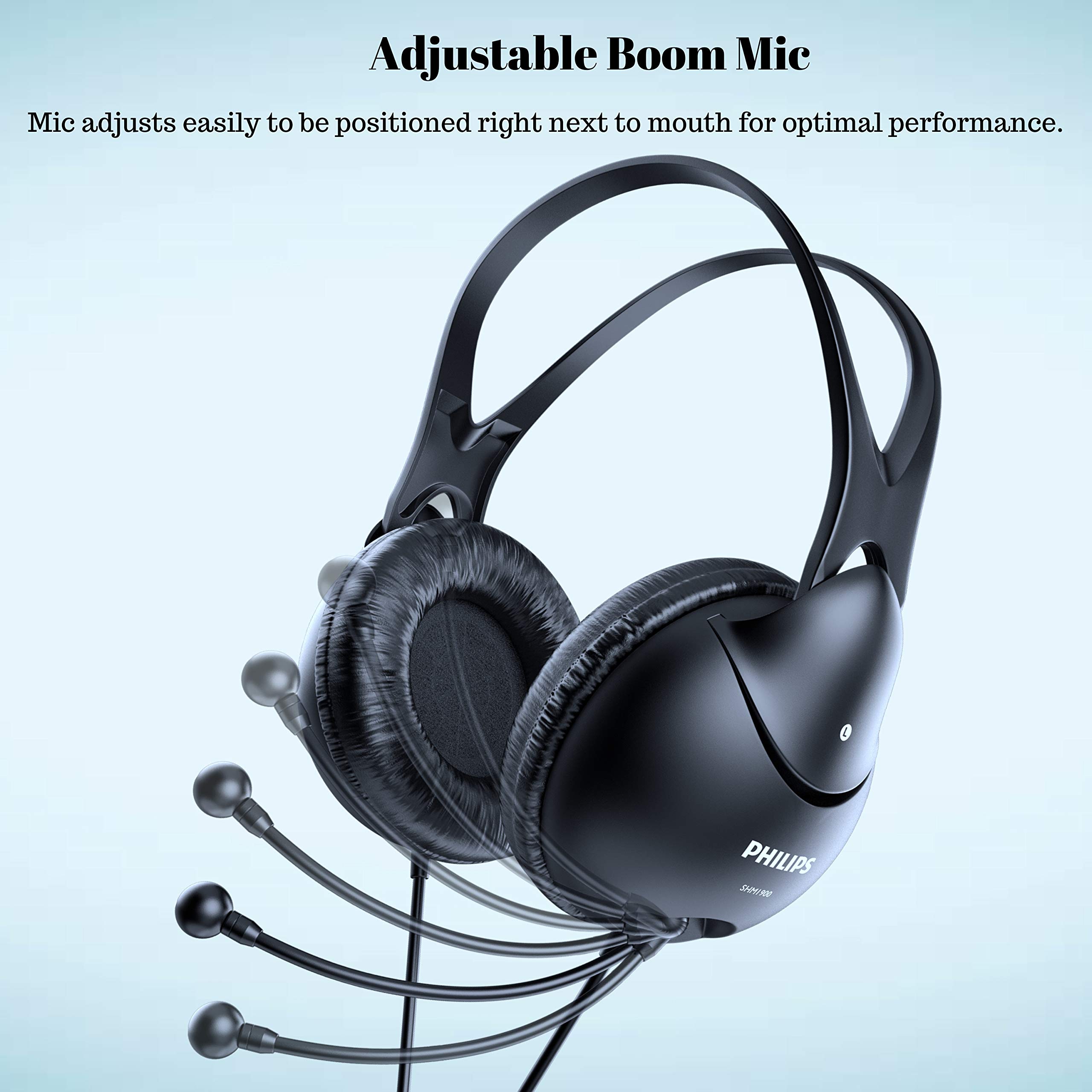 PHILIPS Computer Headset with Noise Cancelling Microphone - 3.5mm Lightweight Headphones for Laptop, PC, Home Office & Call Center | Perfect for Zoom, Skype, Webinars & Online Meetings