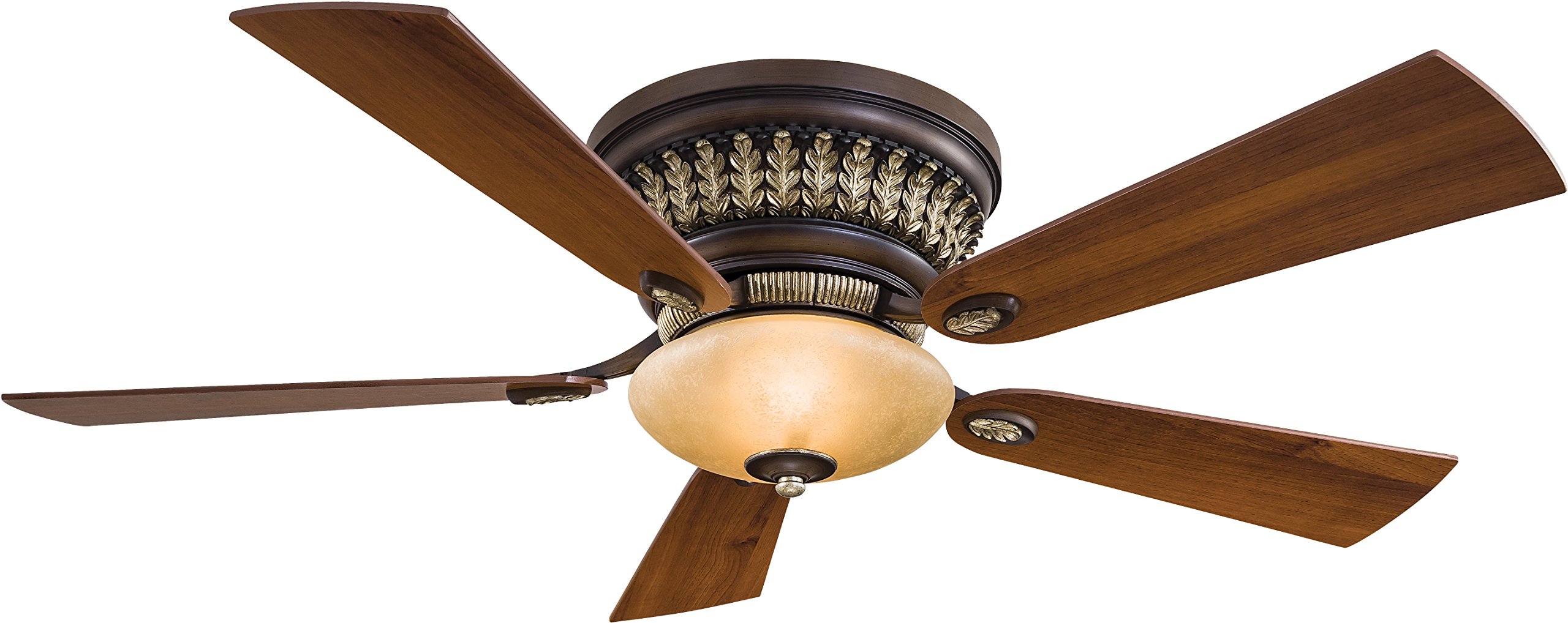 Minka-Aire F544-BCW Flush Mount Ceiling Fan with 5 Bronze Blades & 80W Light Kit - Belcaro Walnut Finish - Perfect for Bedrooms, Living Rooms & Indoor Spaces