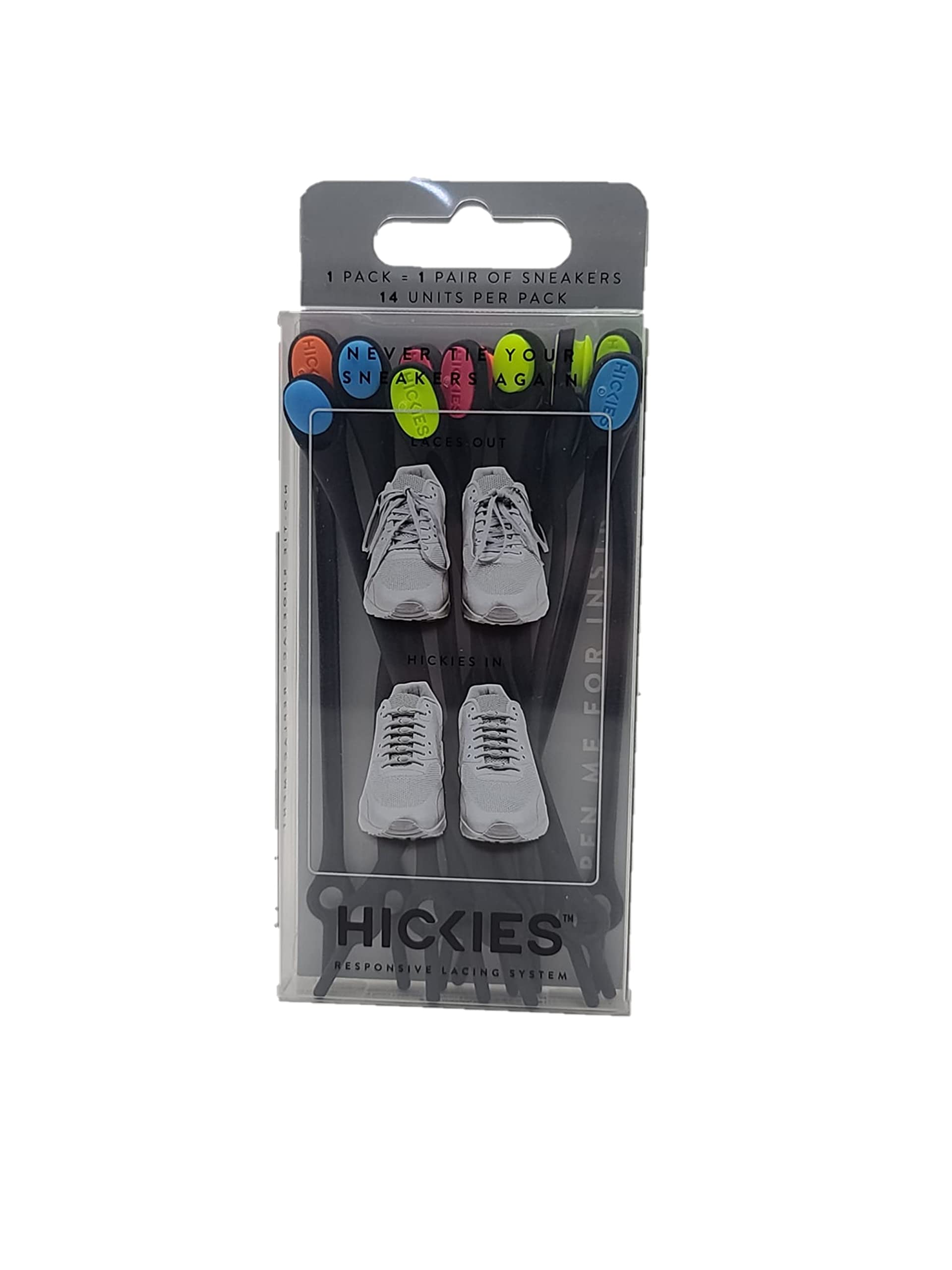 HICKIES No-Tie Elastic Shoe Laces (1.0) - Black Multi-Pack | Comfortable Slip-On Shoelaces for Running, Walking & Casual Wear