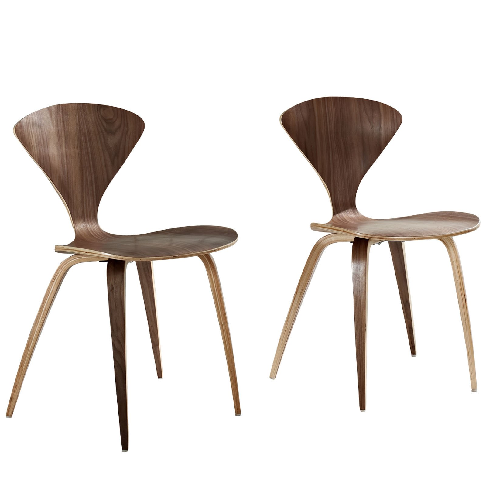 Mid-Century Modern Kitchen & Dining Chairs - Dark Walnut Wooden Accent Chairs for Small Spaces, Breakfast Nook & Apartment Dining | Modway Vortex Collection