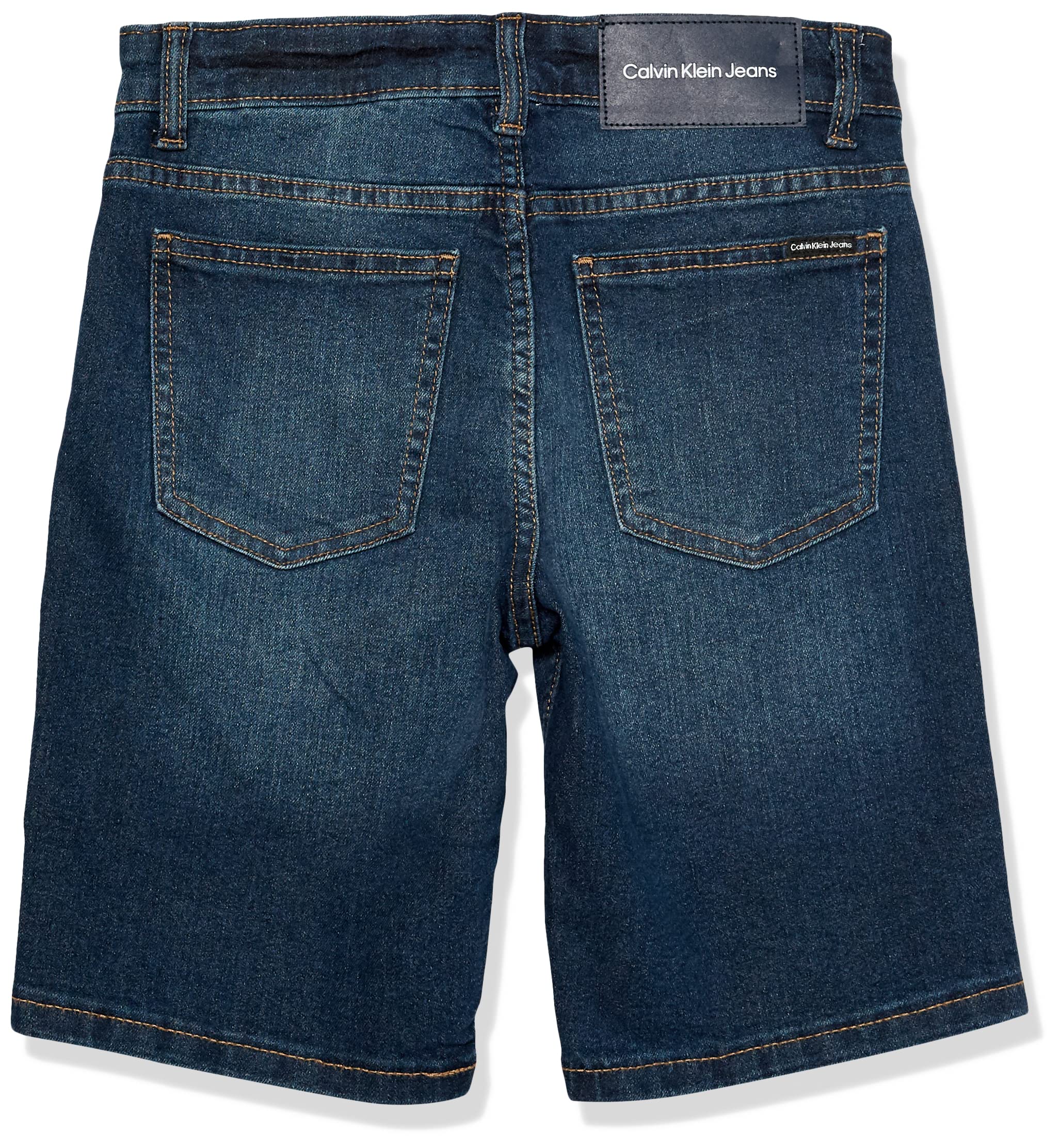 Calvin Klein Boys' Relaxed Fit Denim Shorts - 5-Pocket Style with Zipper Fly & Button Closure - Casual Summer Wear for Kids, Playdates & Outdoor Activities