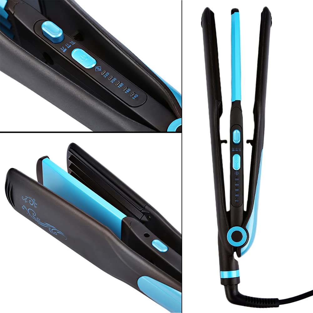 2 in 1 Hair Straightener and Curler - Portable Dual Use Flat Iron with Tourmaline Ceramic Plates for Straightening & Volumizing (220°C) - Perfect for Travel, Home & Salon Styling