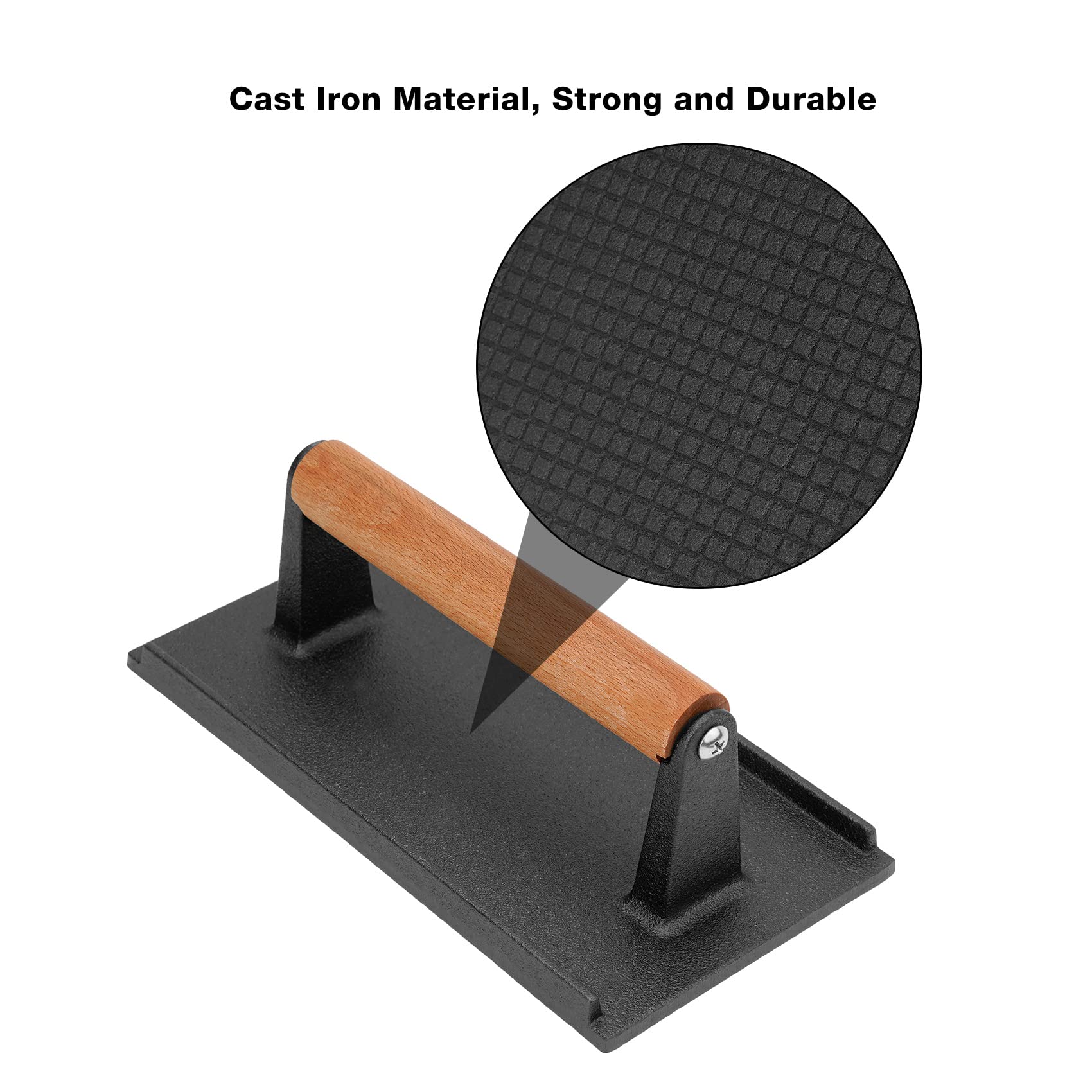 Onlyfire Cast Iron Grill Press for Burgers, Steaks, Bacon, Sandwiches & Quesadillas - Heavy Duty Meat Weight for Perfect Grilling & Panini Making - Ideal for BBQ, Camping & Outdoor Cooking