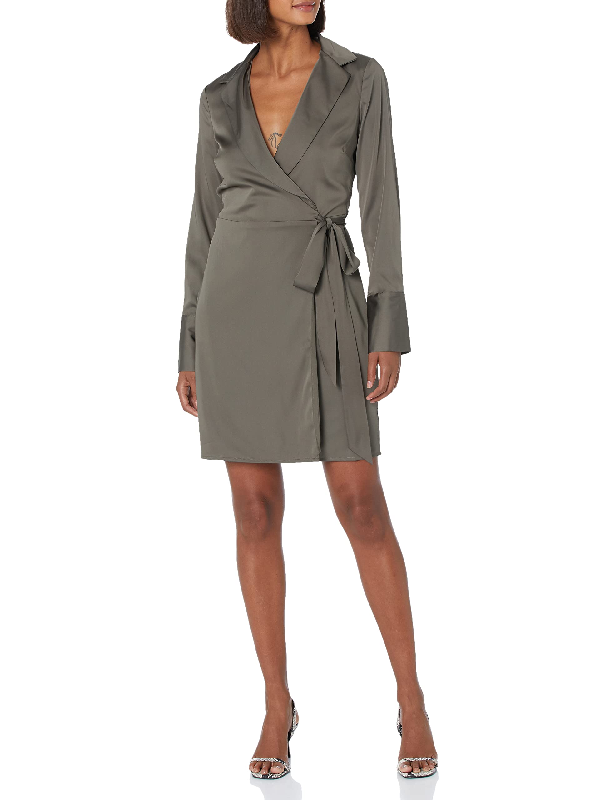 GUESS Women's Eco-Friendly Long Sleeve Wrap Dress - Sustainable Fashion for Work, Date Night & Special Occasions